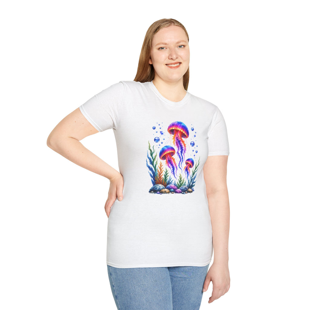 Colorful Jellyfish T-Shirt | Ocean Life Graphic Tee | Neon Sea Creature Shirt | Marine Life Gift | Beach Lover Unisex Tee