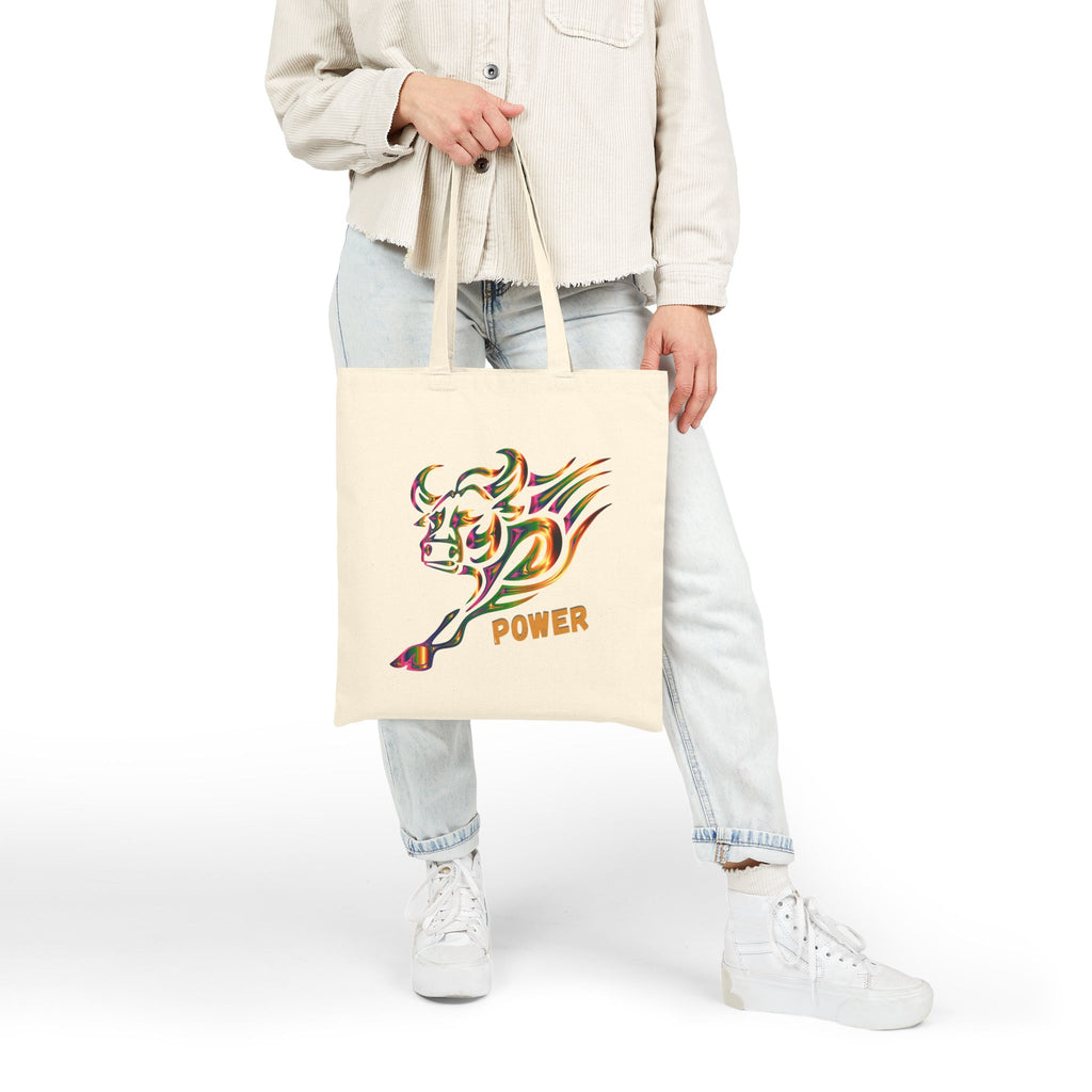 Power Bull Canvas Tote - Colorful Charging Bull Eco Tote Bag