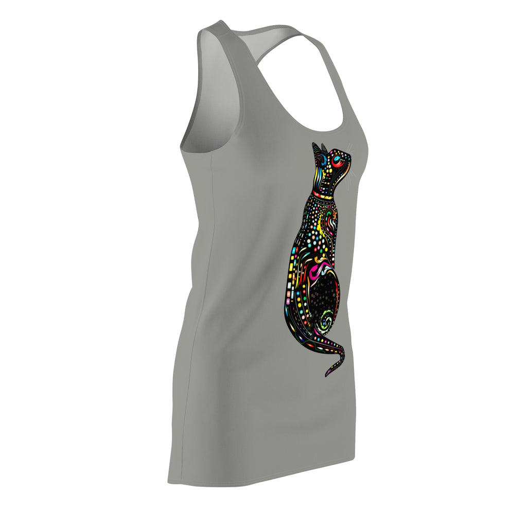 Colorful Mosaic Cat Racerback Dress - Boho Artful Women's Sundress