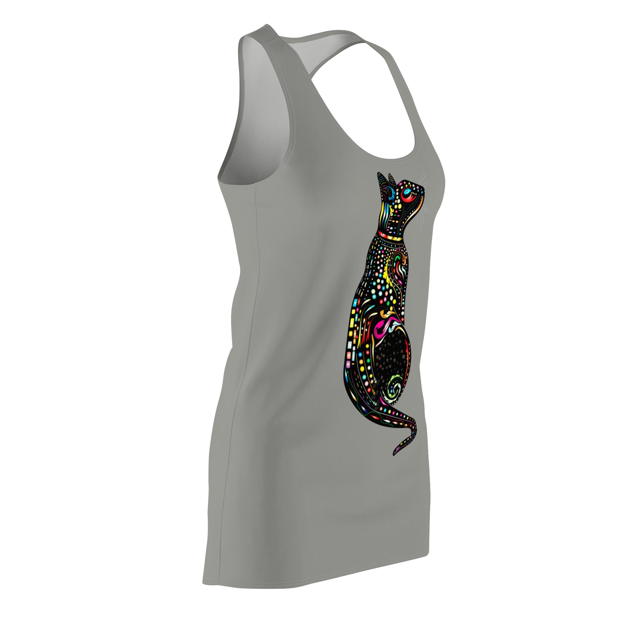 Colorful Mosaic Cat Racerback Dress - Boho Artful Women's Sundress