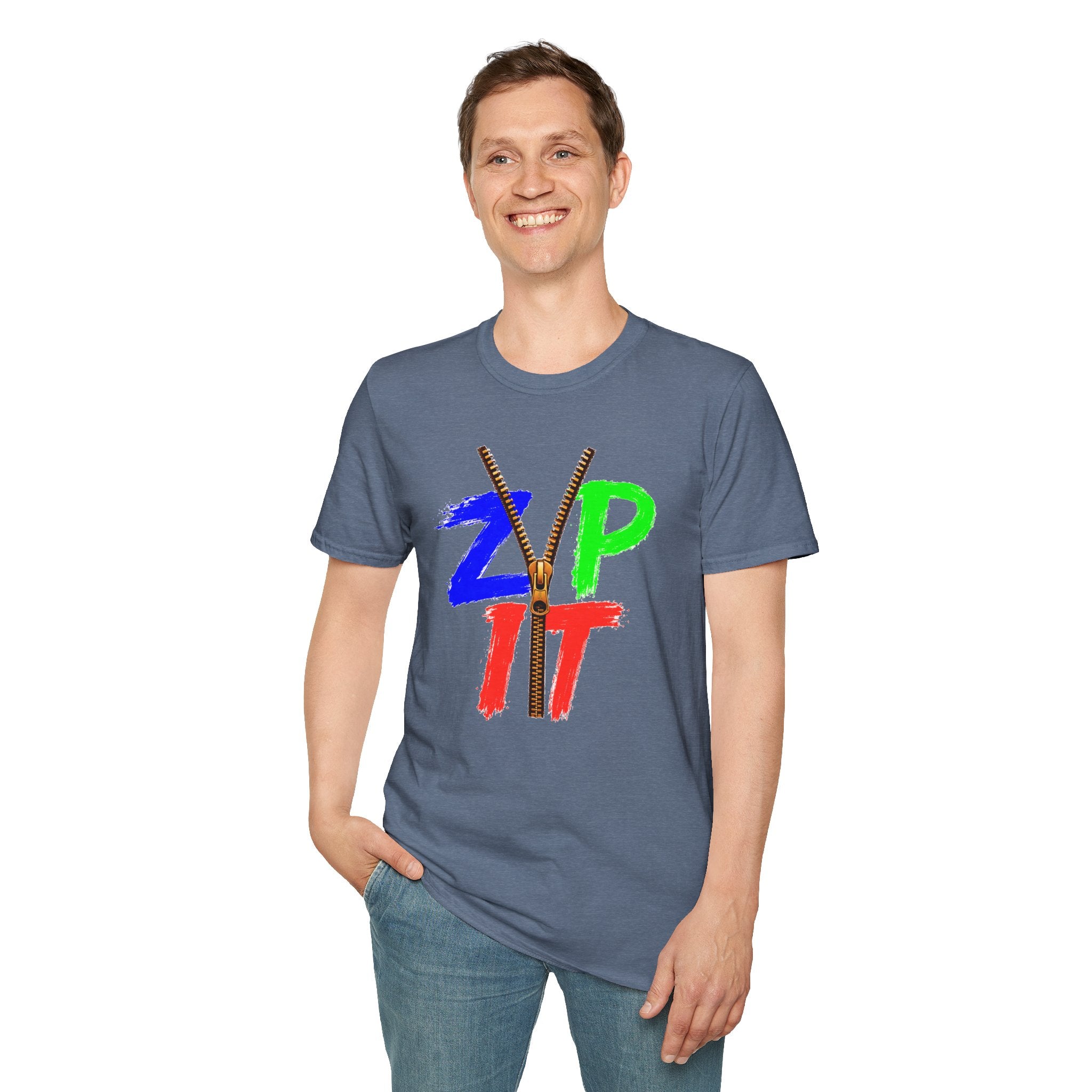 Zip It T-Shirt — Bold Color Zipper Graphic Tee