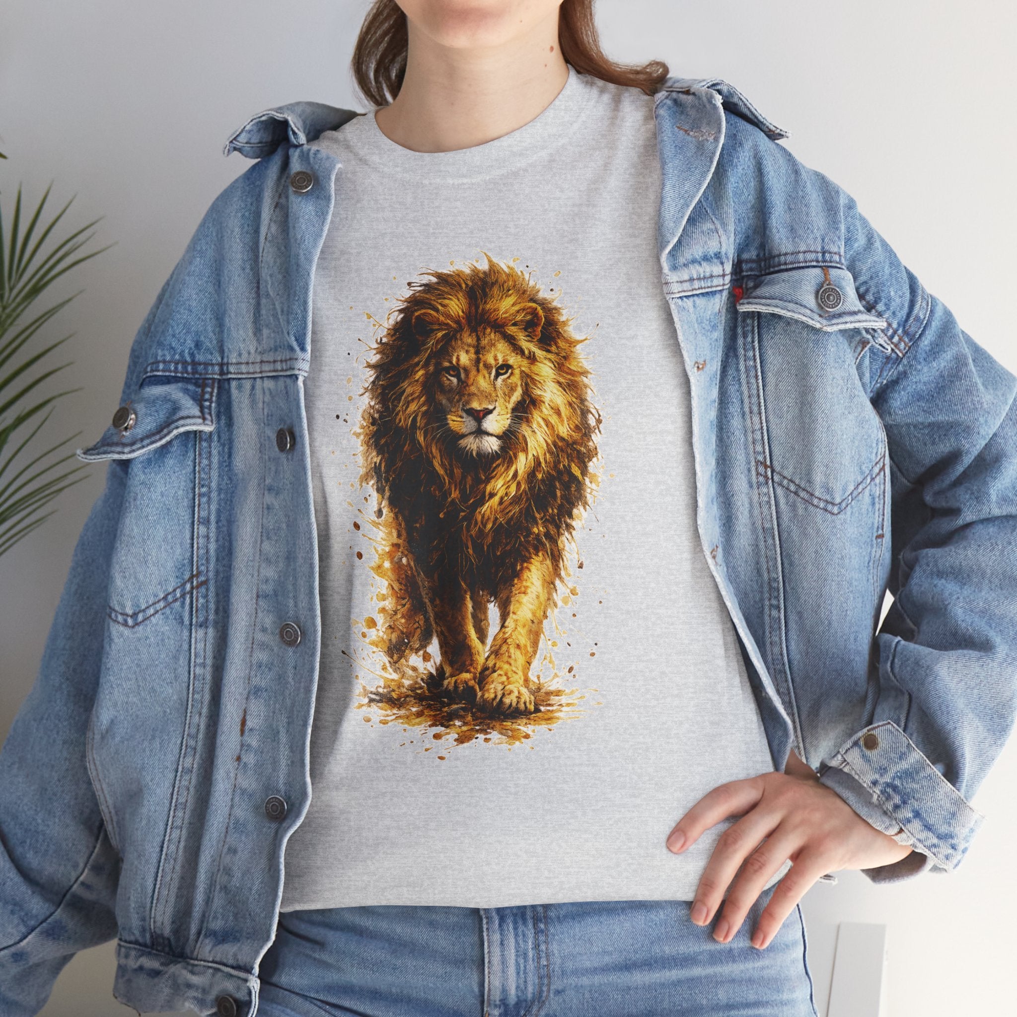Lion Graphic T-Shirt, Majestic Walking Lion Tee, Watercolor Wildlife Shirt, Unisex Animal Graphic Tee, Lion Lover Gift, Nature Art Shirt