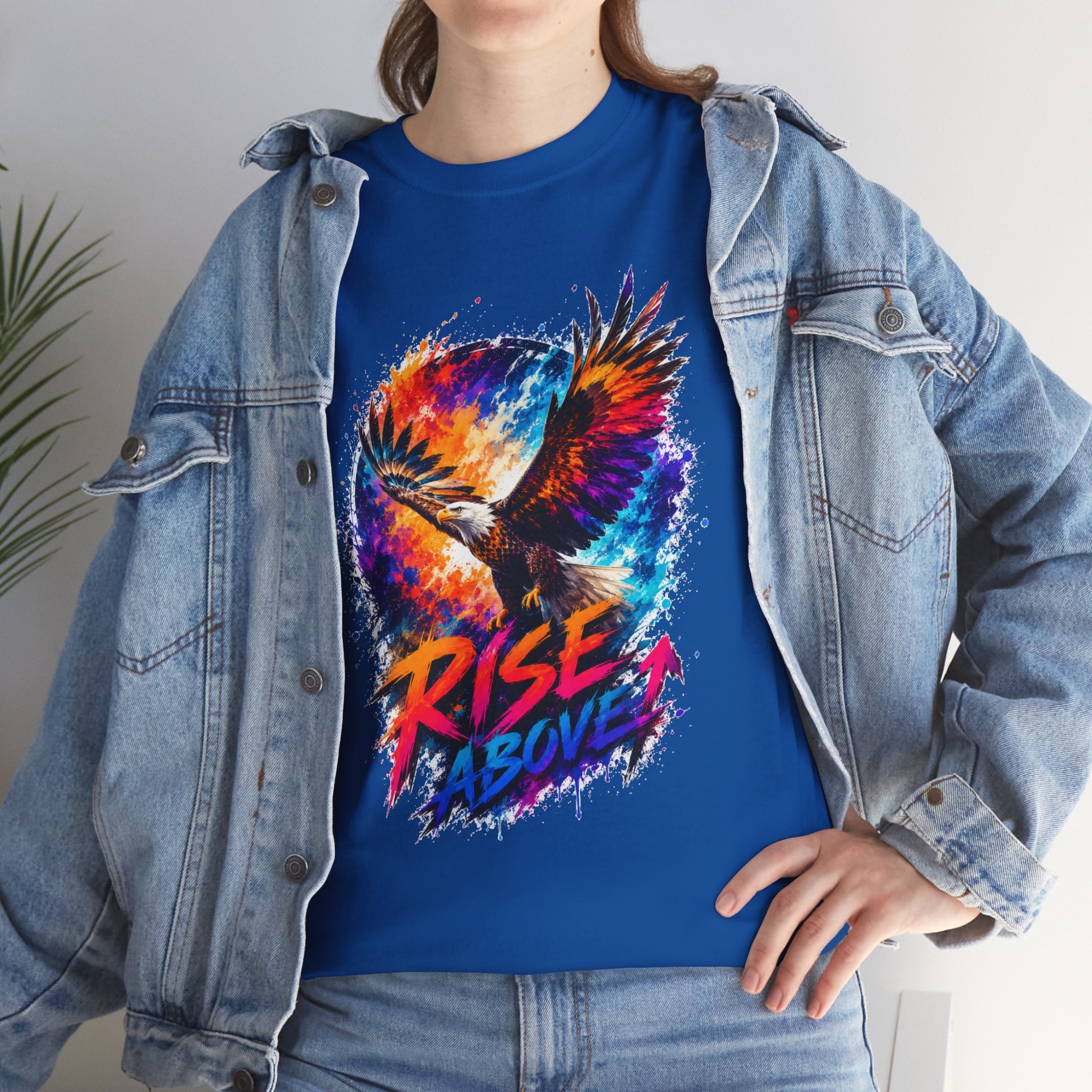 Rise Above Eagle Graphic T-Shirt | Motivational Unisex Tee | Colorful Freedom Bird Shirt