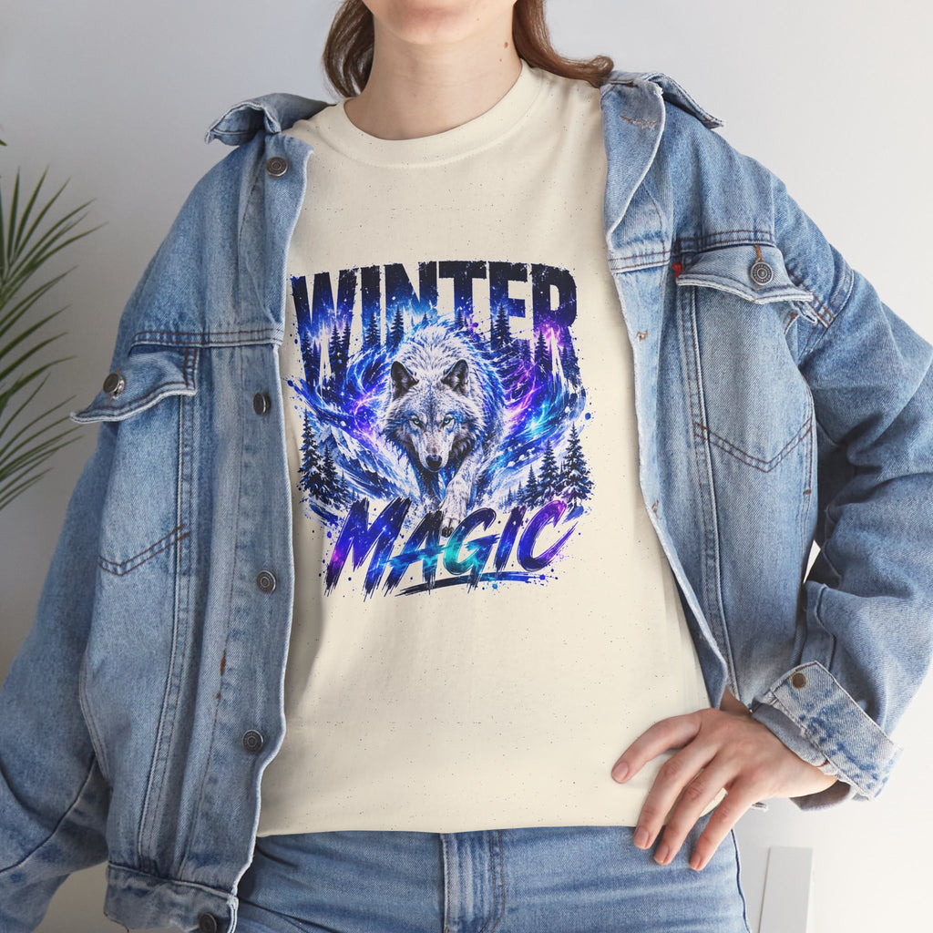 Wolf T Shirt, Winter Wolf Shirt, Wolf Lover Gift, Snowy Wolf Tee, Winter Magic Shirt, Wildlife Graphic Tee, Unisex Wolf Shirt