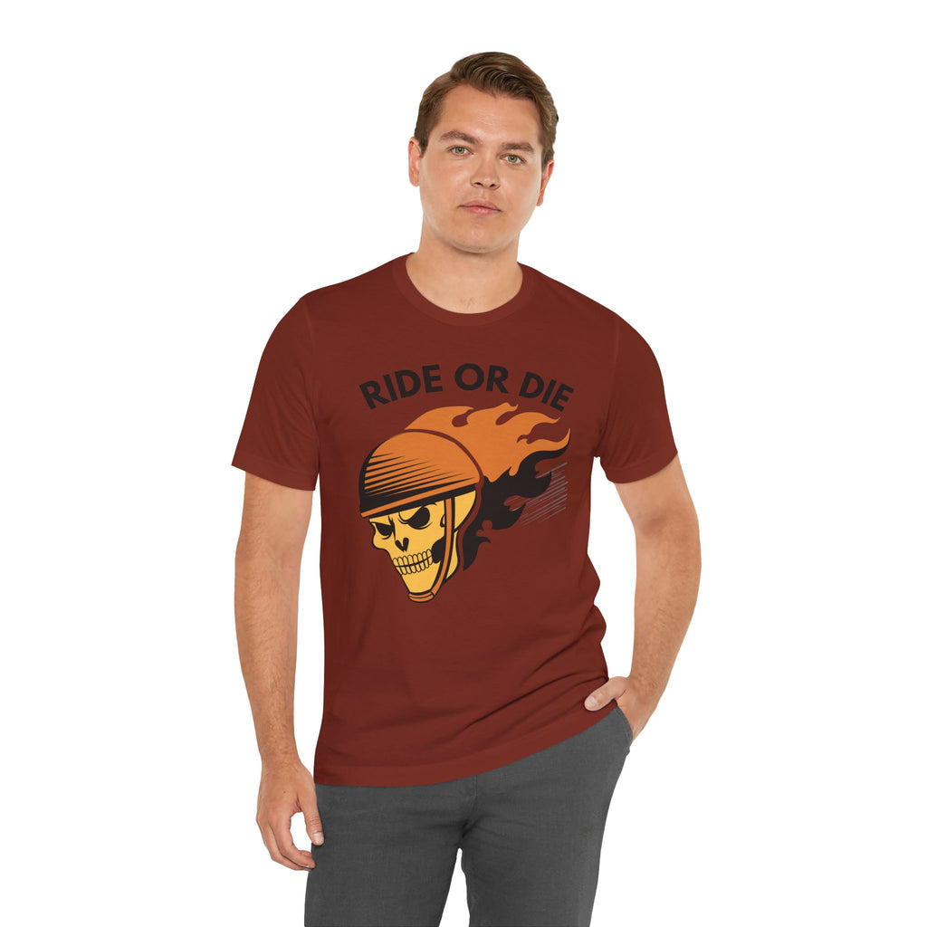 Ride or Die Skull Helmet T-Shirt | Biker Graphic Tee for Men | Vintage Motorcycle Shirt