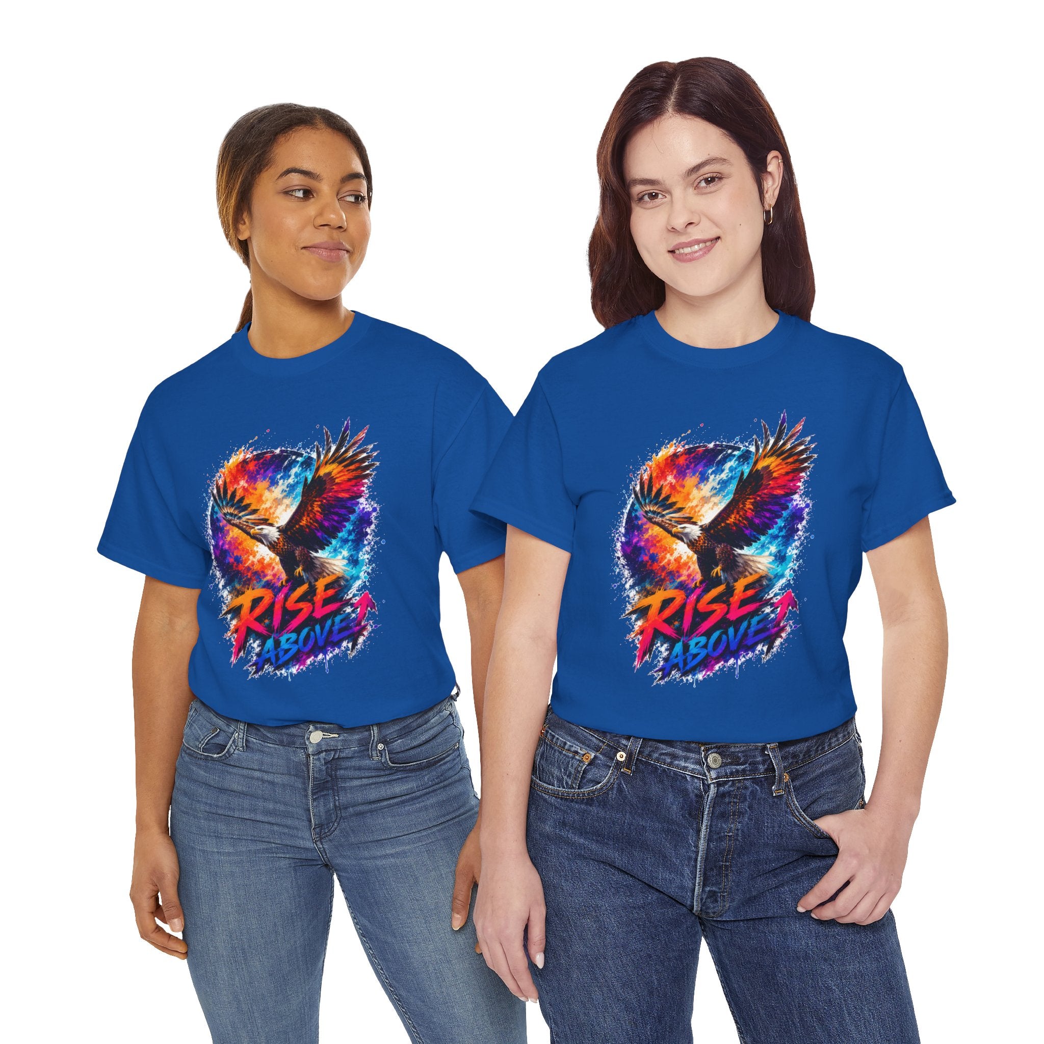 Rise Above Eagle Graphic T-Shirt | Motivational Unisex Tee | Colorful Freedom Bird Shirt