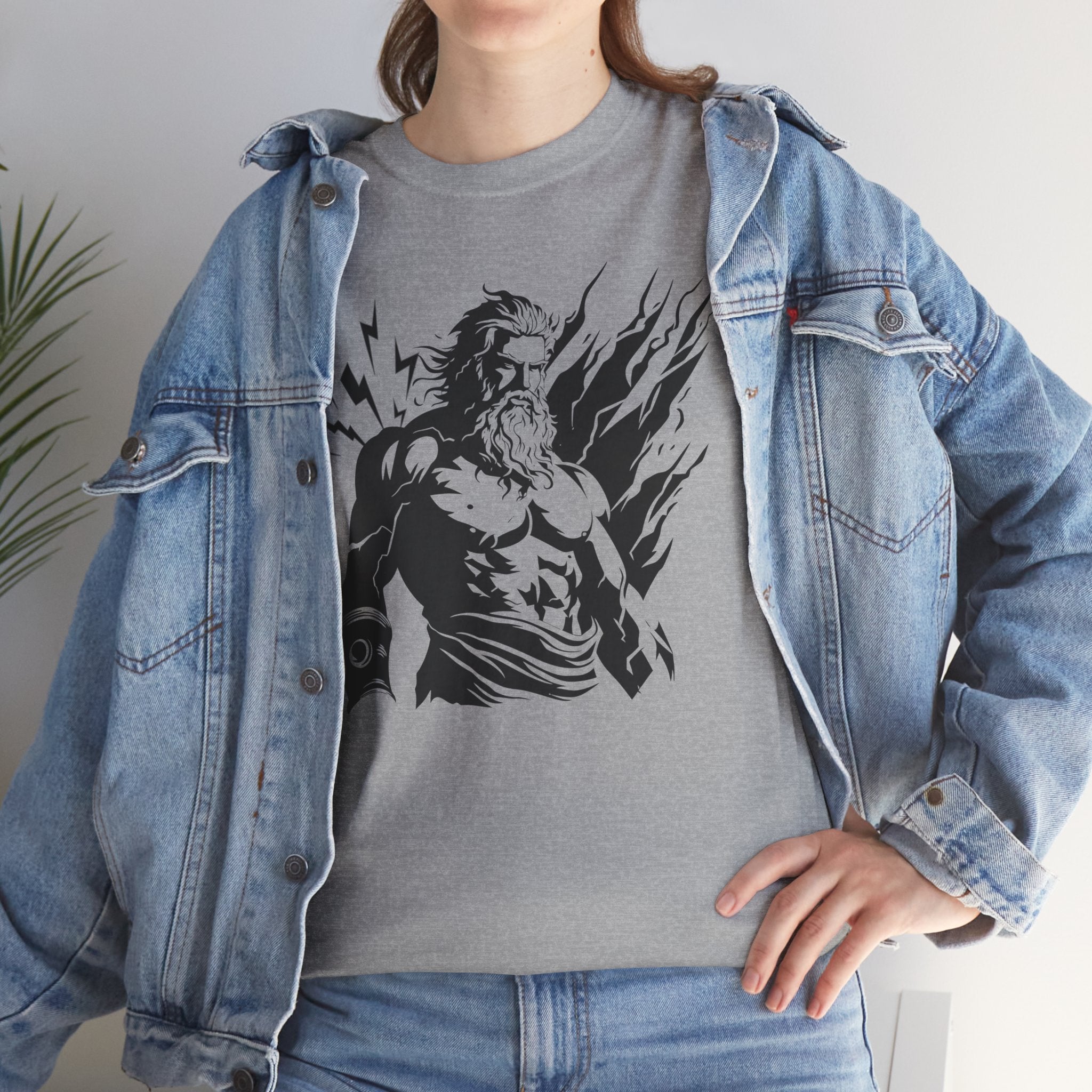 Greek God Zeus Illustration T‑Shirt — Mythic Lightning God Tee
