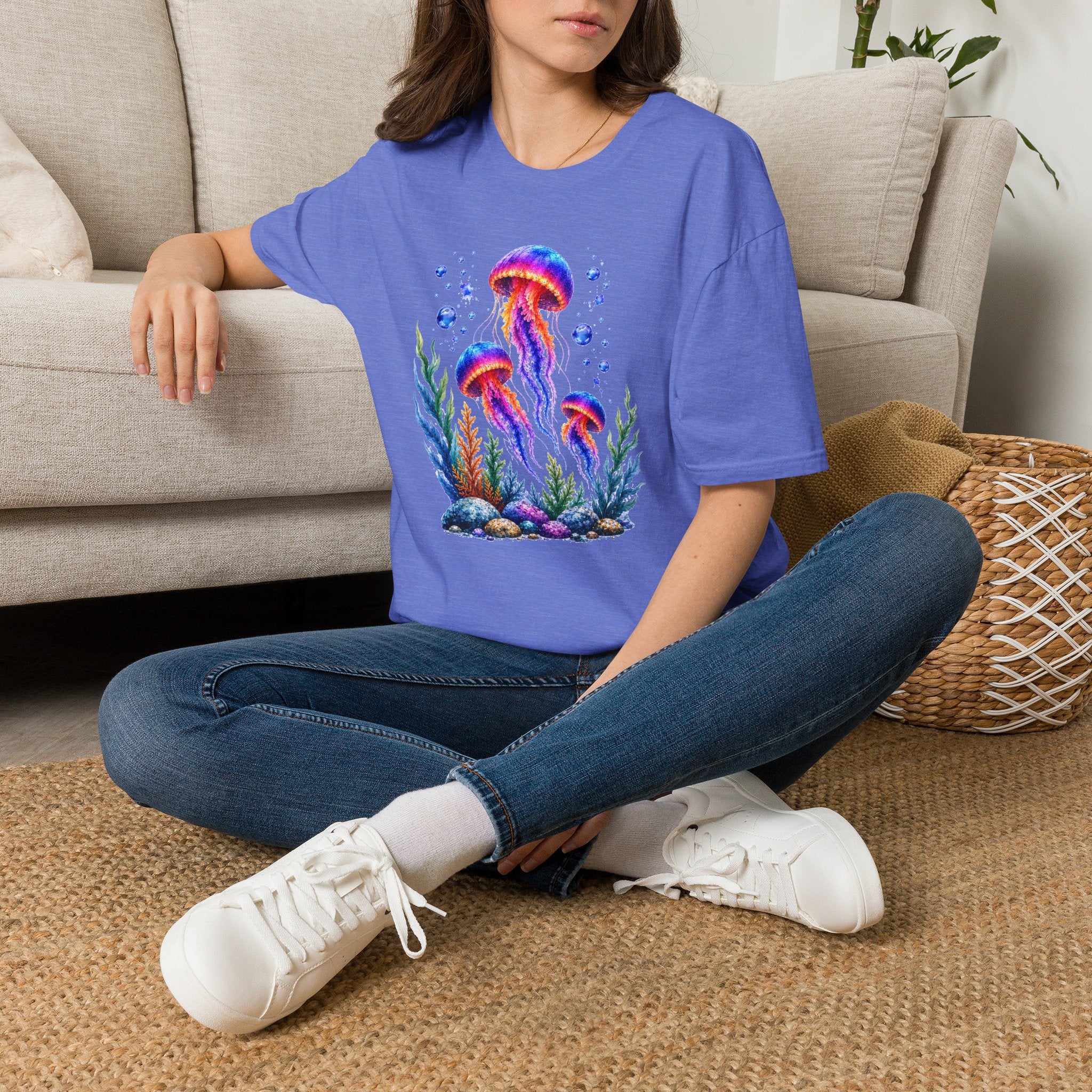 Colorful Jellyfish T-Shirt | Ocean Life Graphic Tee | Neon Sea Creature Shirt | Marine Life Gift | Beach Lover Unisex Tee