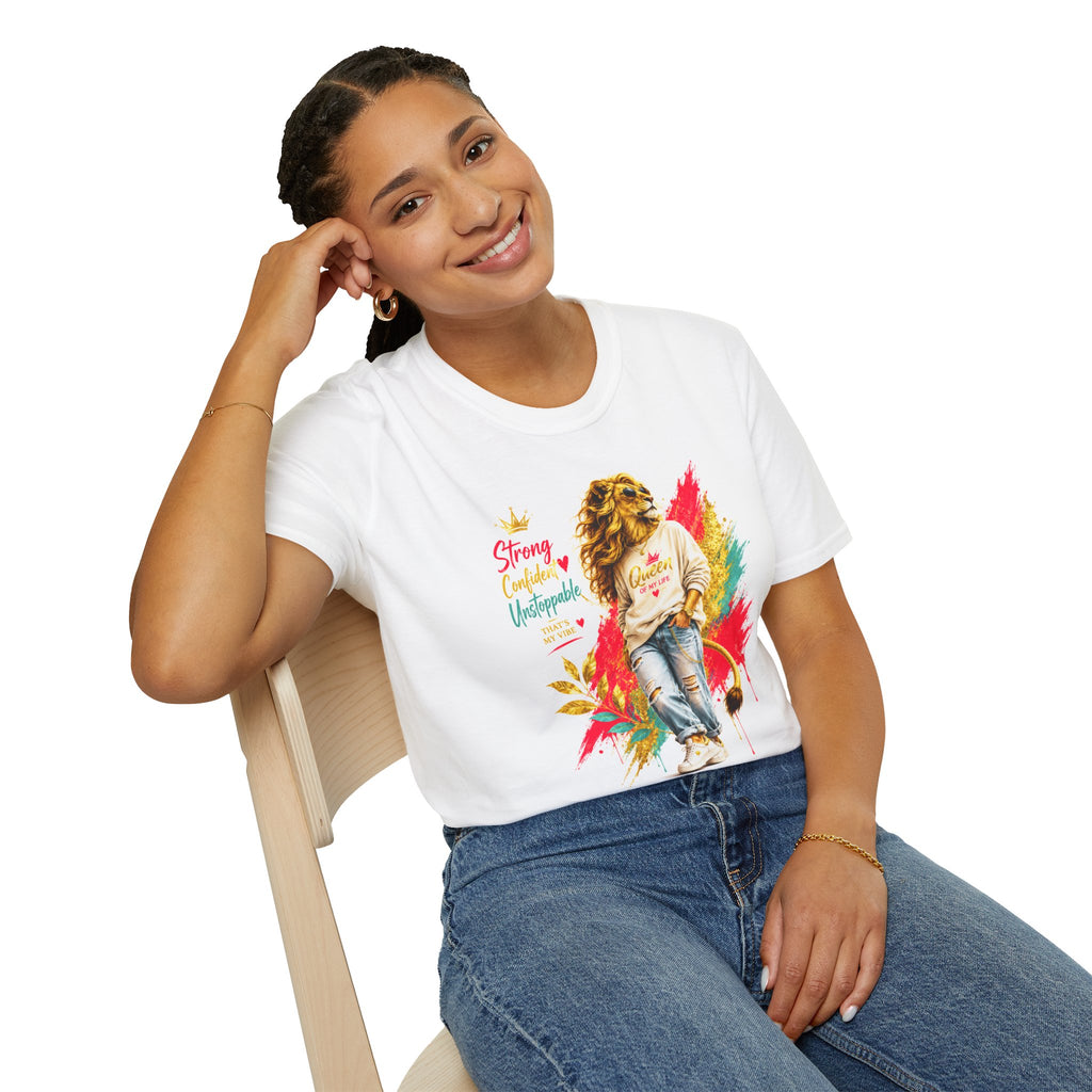 T-Shirt — "Strong, Confident, Unstoppable" Lioness Graphic Tee