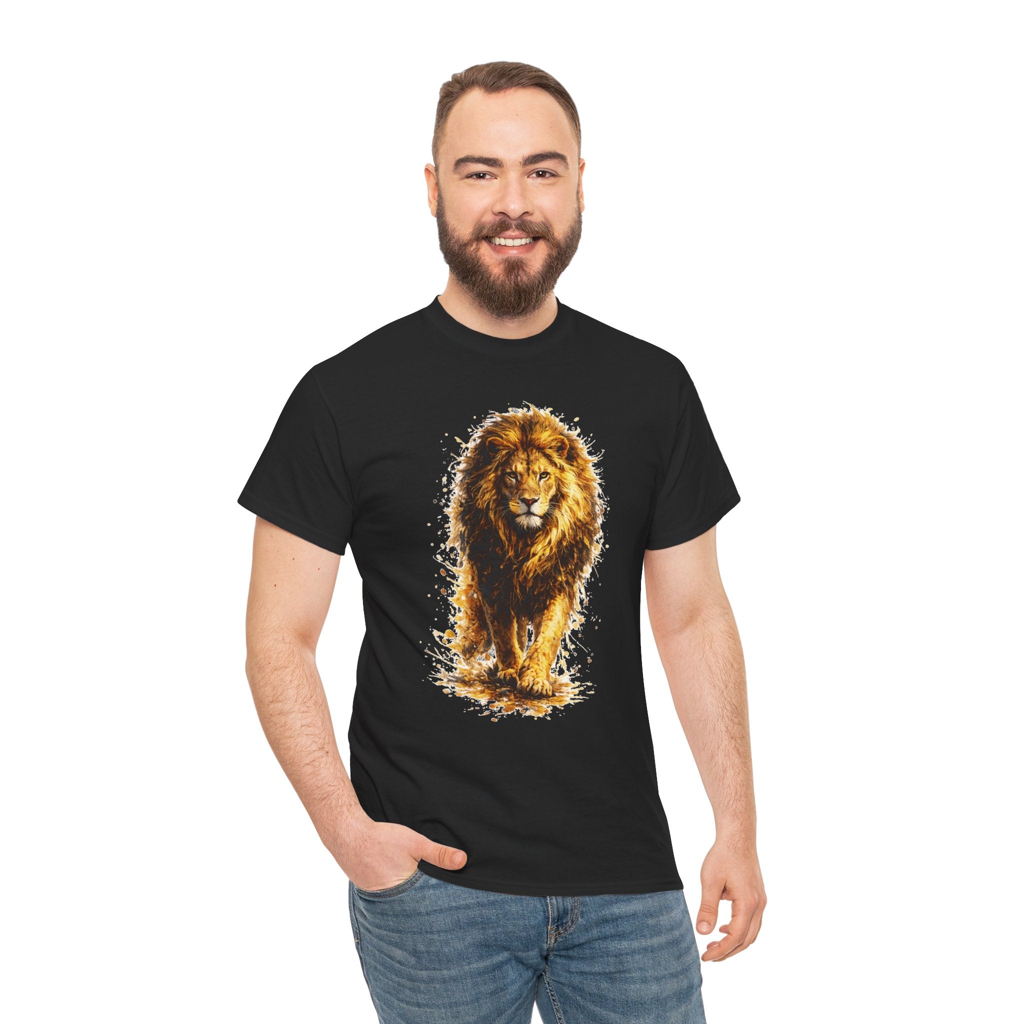 Lion Graphic T-Shirt, Majestic Walking Lion Tee, Watercolor Wildlife Shirt, Unisex Animal Graphic Tee, Lion Lover Gift, Nature Art Shirt