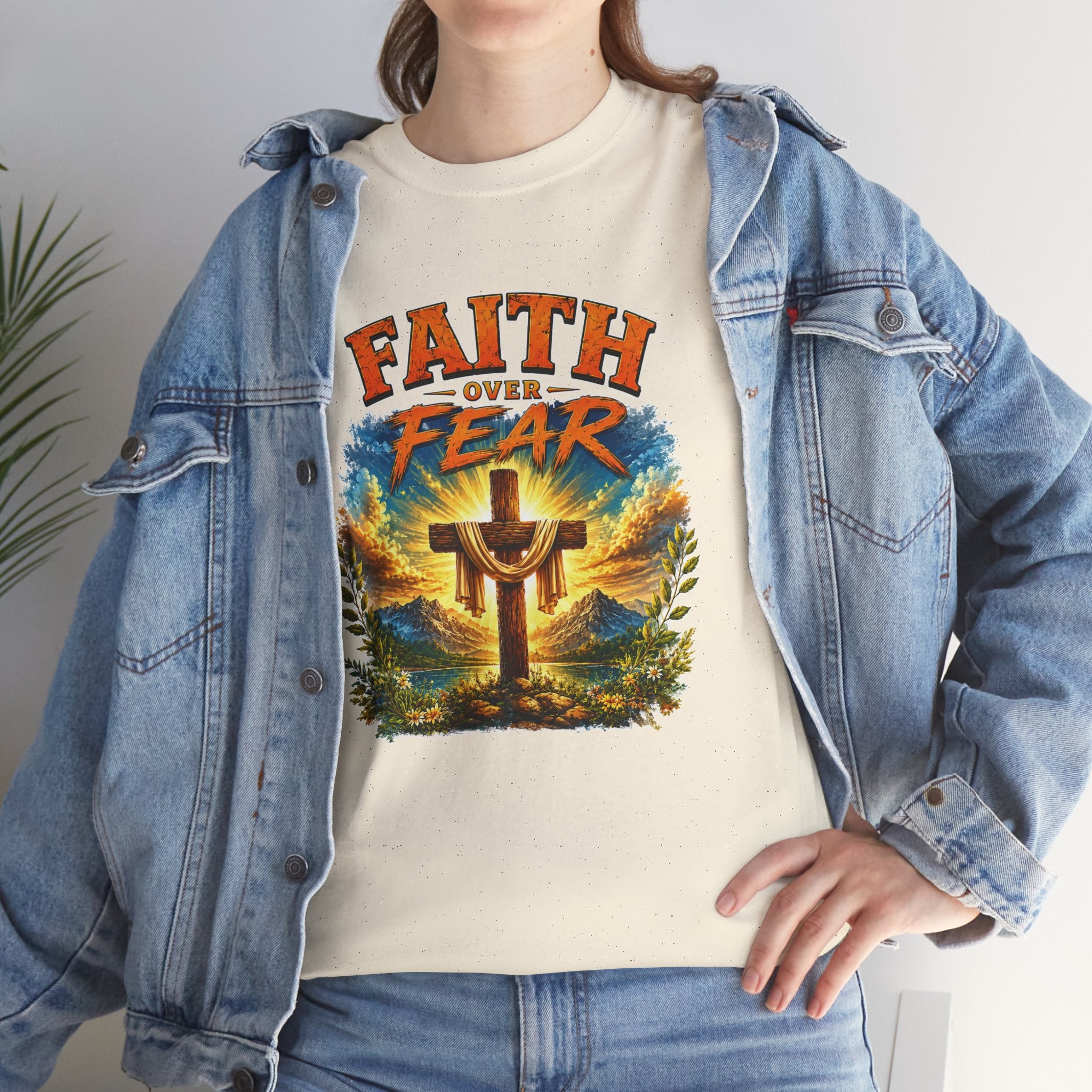 Faith Over Fear Christian T-Shirt | Cross Graphic Tee | Religious Unisex Shirt | Christian Gift