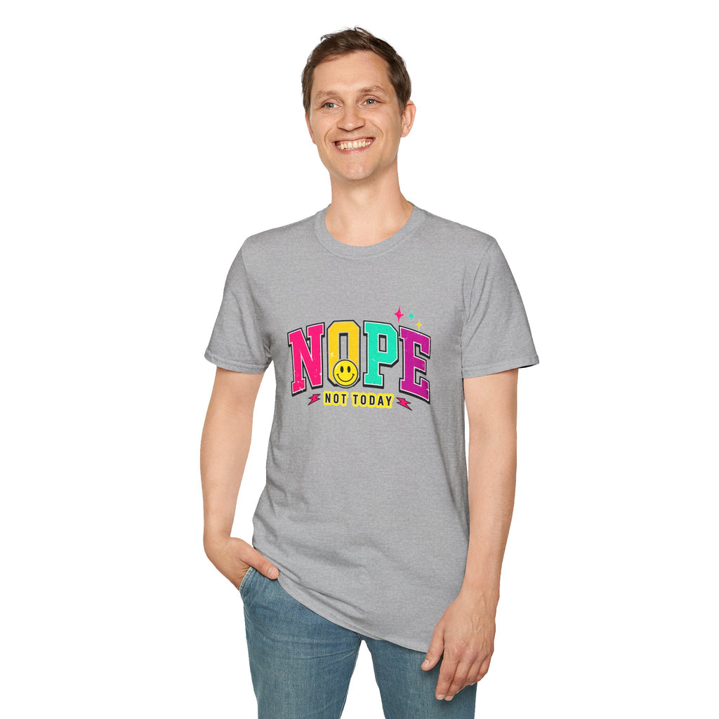 Nope Not Today T-Shirt — Retro Colorful Graphic Tee with Smiley