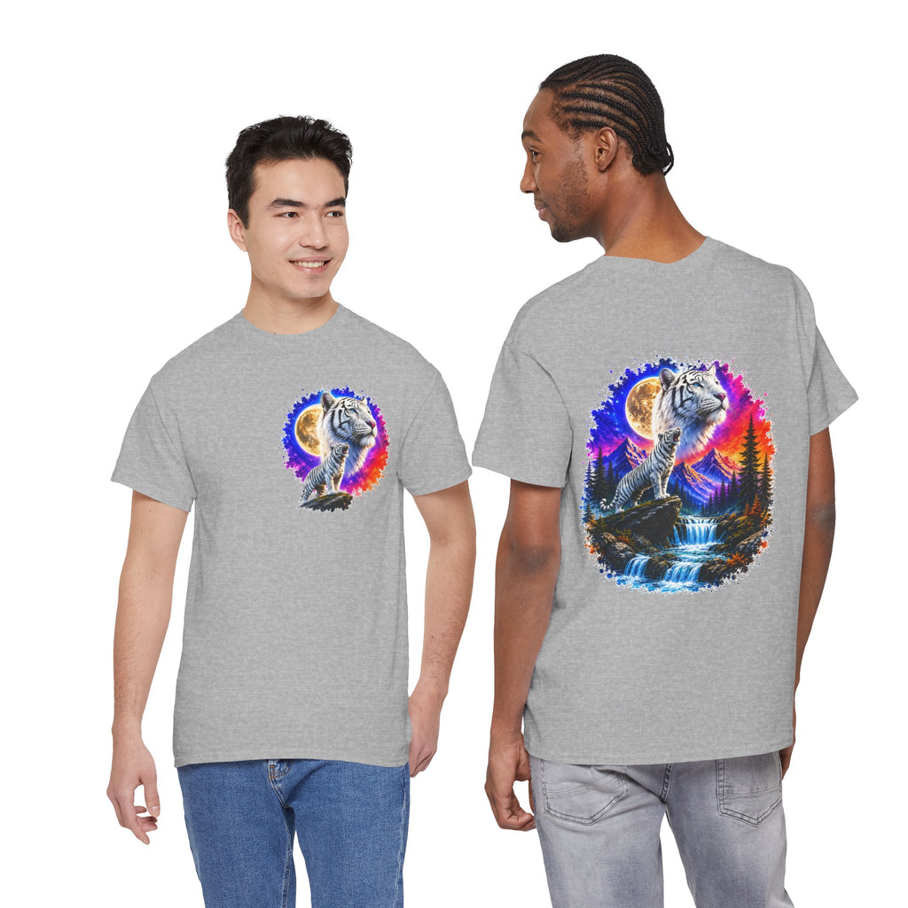 White Tiger Moon T-Shirt | Colorful Wildlife Graphic Tee | Big Cat Lover Gift | Unisex Nature Shirt