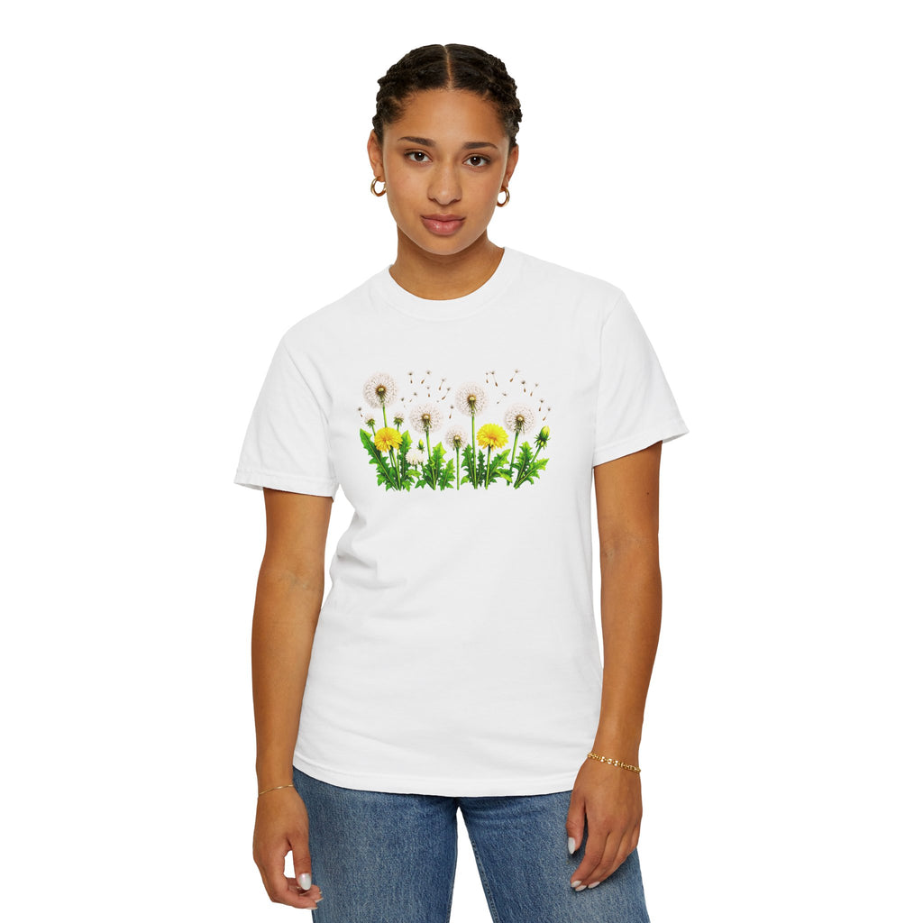 Dandelion Flower Shirt, Wildflower T-Shirt for Women, Botanical Graphic Tee, Spring Garden Shirt, Comfort Colors 1717