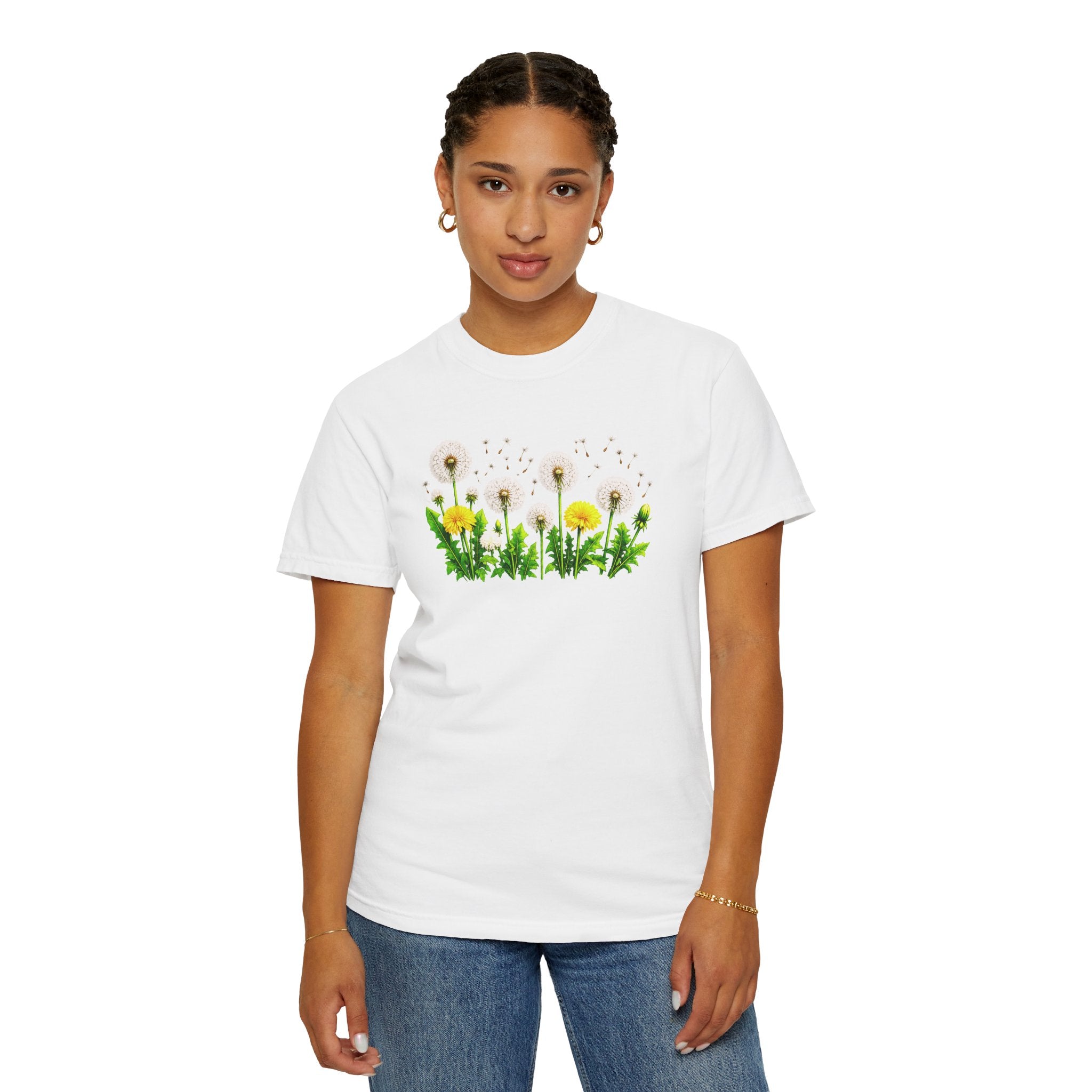 Dandelion Flower Shirt, Wildflower T-Shirt for Women, Botanical Graphic Tee, Spring Garden Shirt, Comfort Colors 1717