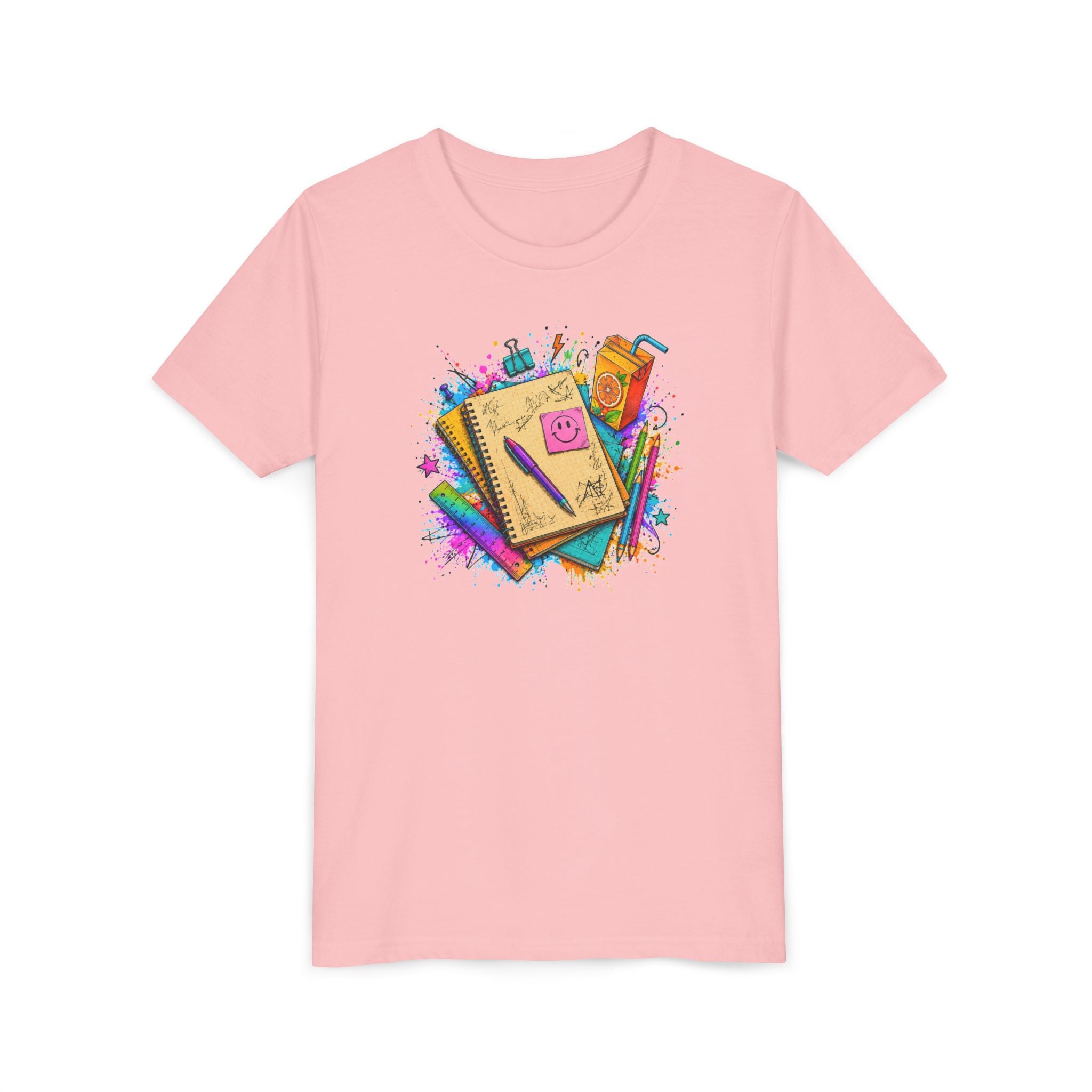 Kids Back to School T‑Shirt — Colorful Notebooks & Pencil Design