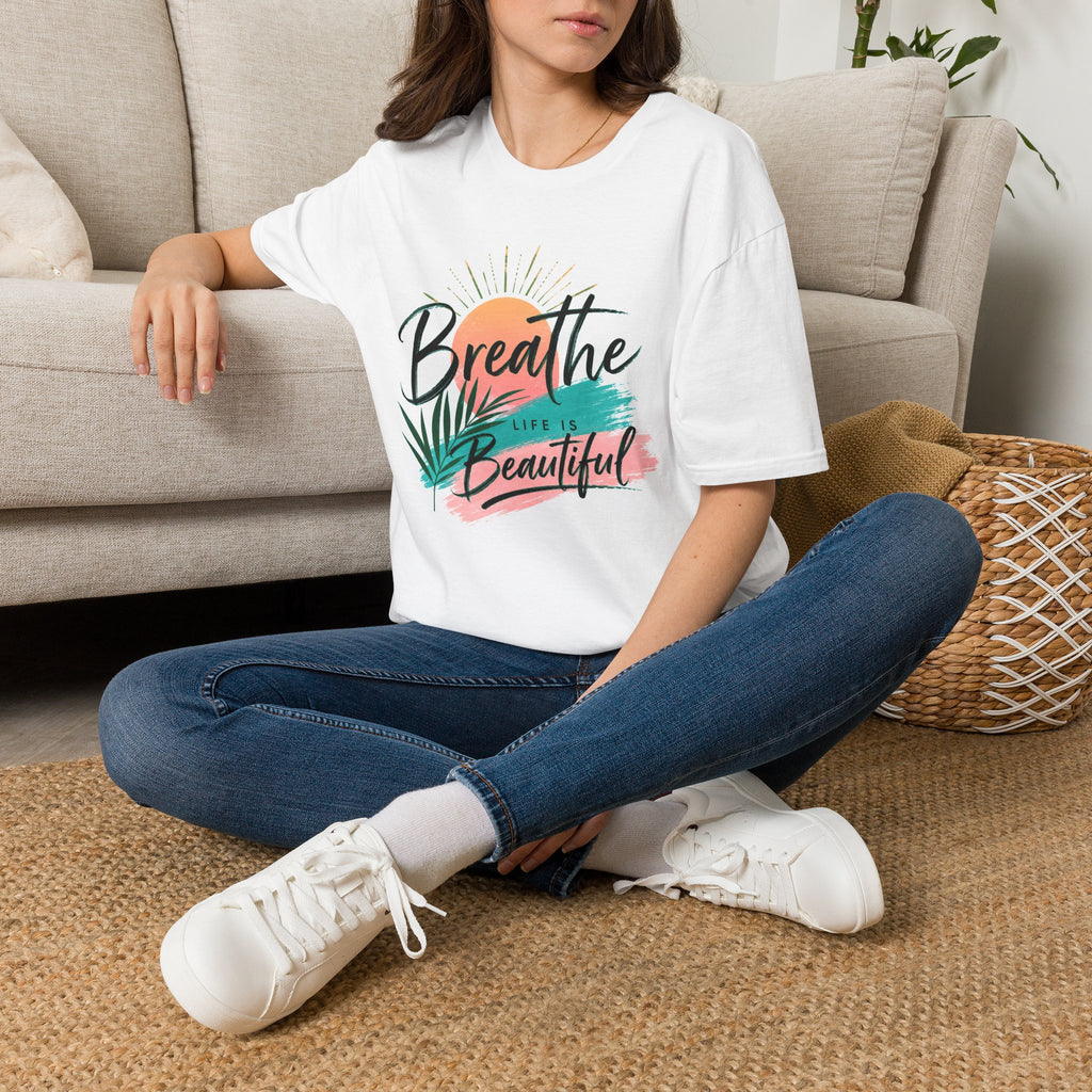 Breathe Life Is Beautiful Shirt, Inspirational T-Shirt for Women, Positive Quote Tee, Motivational Graphic Tee, Summer Vacation Shirt, Gift for Her