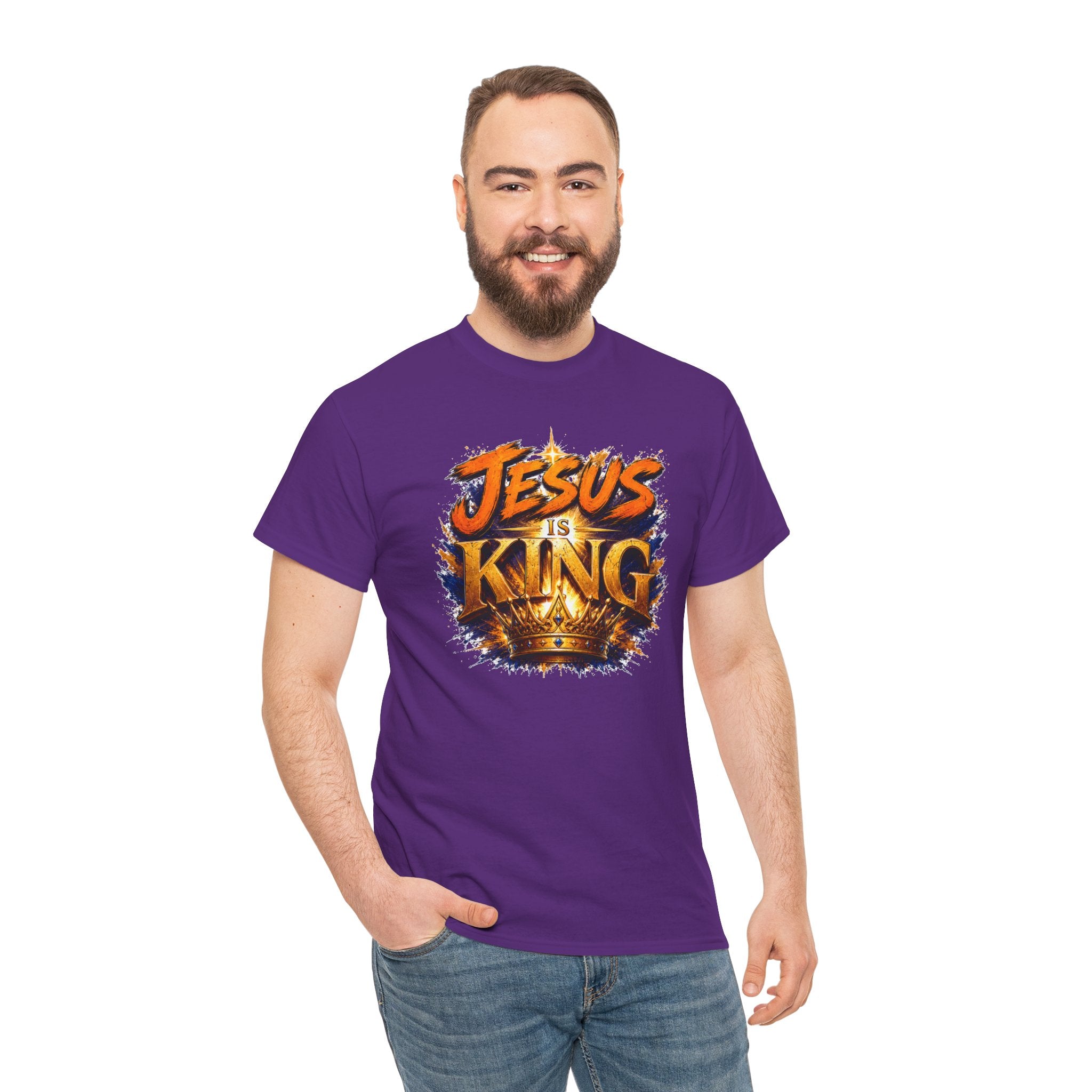 Jesus Is King Christian T-Shirt | Crown Graphic Tee | Religious Unisex Shirt | Faith Apparel | Christian Gift for Men & Women
