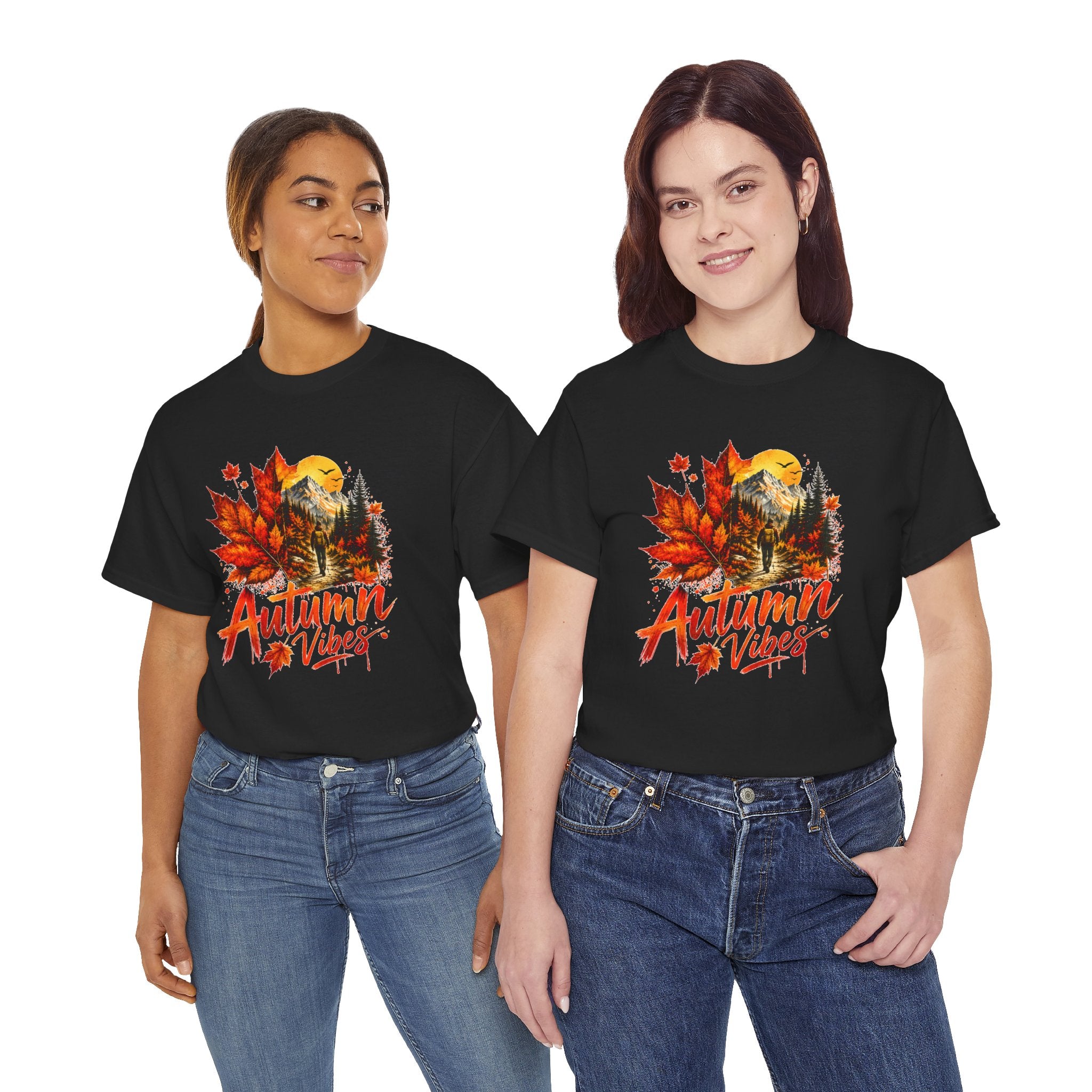 Autumn Vibes Shirt Fall Graphic Tee Colorful Leaves Nature T Shirt Cozy Fall Outfit