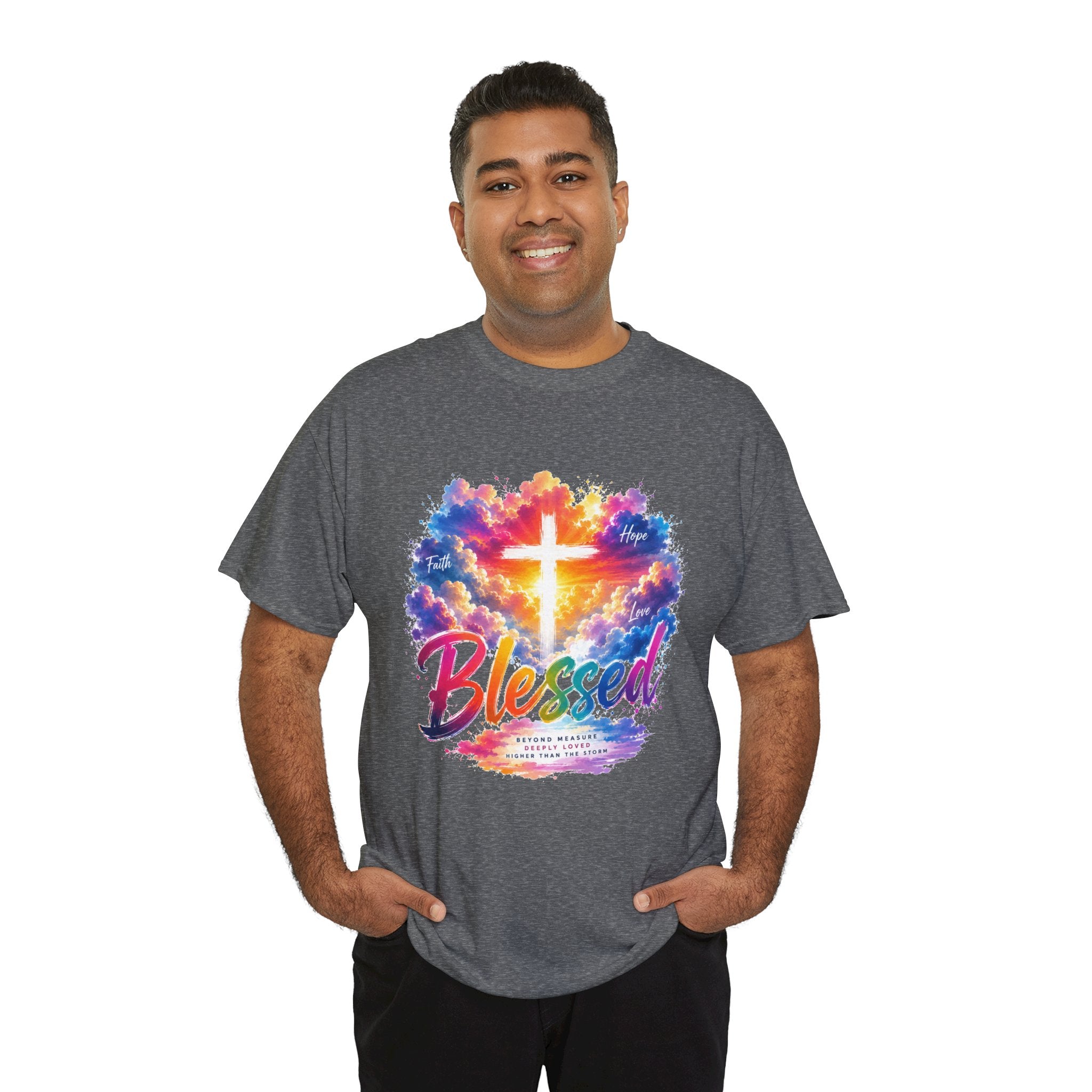 Blessed Christian T-Shirt, Colorful Cross Shirt, Faith Graphic Tee, Jesus Lover Gift, Religious Unisex Shirt