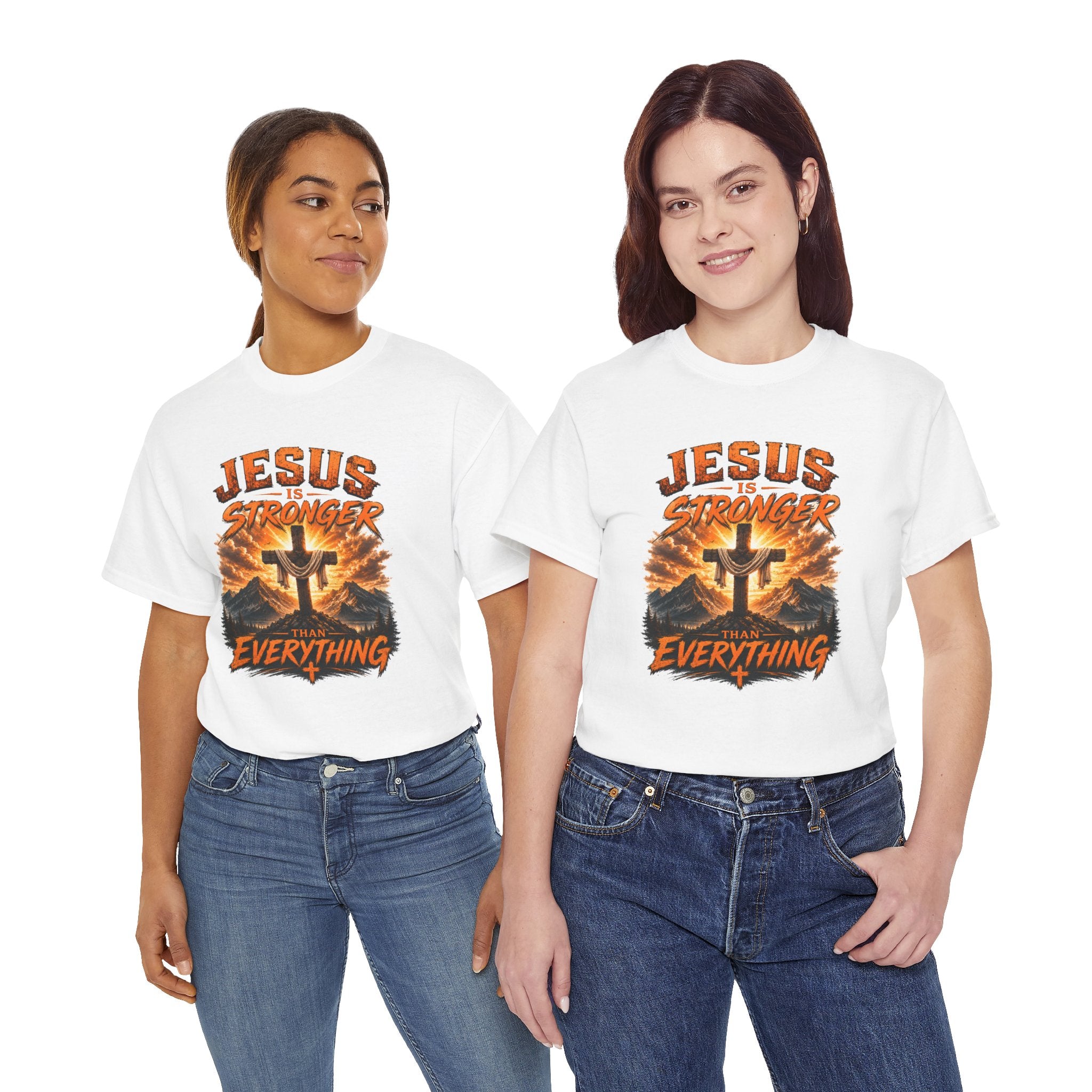 Jesus Is Stronger Than Everything Christian T-Shirt | Faith Cross Graphic Tee | Religious Unisex Shirt | Christian Gift