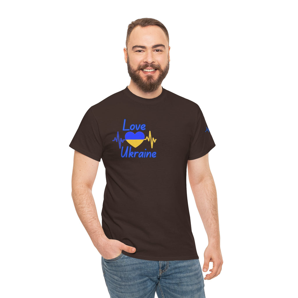 Love Ukraine T-Shirt — Heartbeat Flag Design