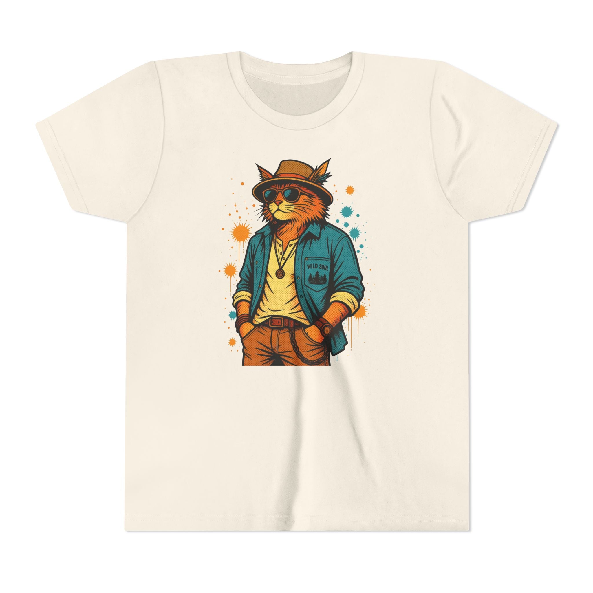 Youth Cat Graphic Tee — Cool Retro Cat in Sunglasses Kids T-Shirt