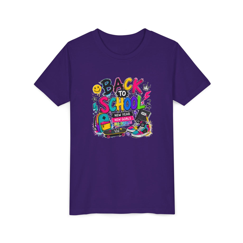 Back to School Youth T-Shirt | First Day of School Shirt | Backpack Sneakers Graphic Tee | Boys Girls School Tee | Student Gift