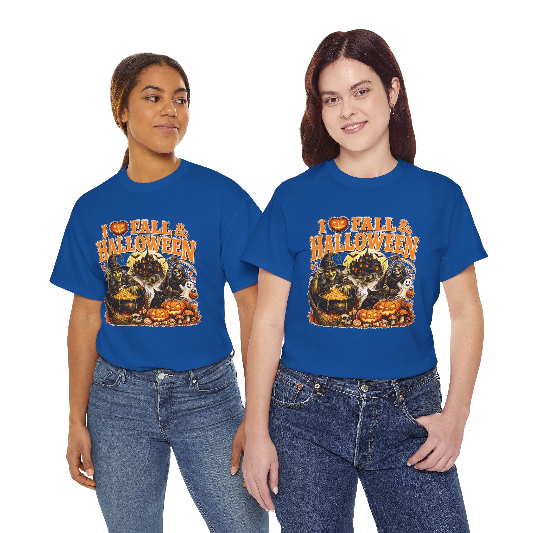 I Love Fall & Halloween T-Shirt | Vintage Halloween Shirt | Spooky Pumpkin Witch Tee | Cute Fall Graphic Tee | Autumn Lover Gift