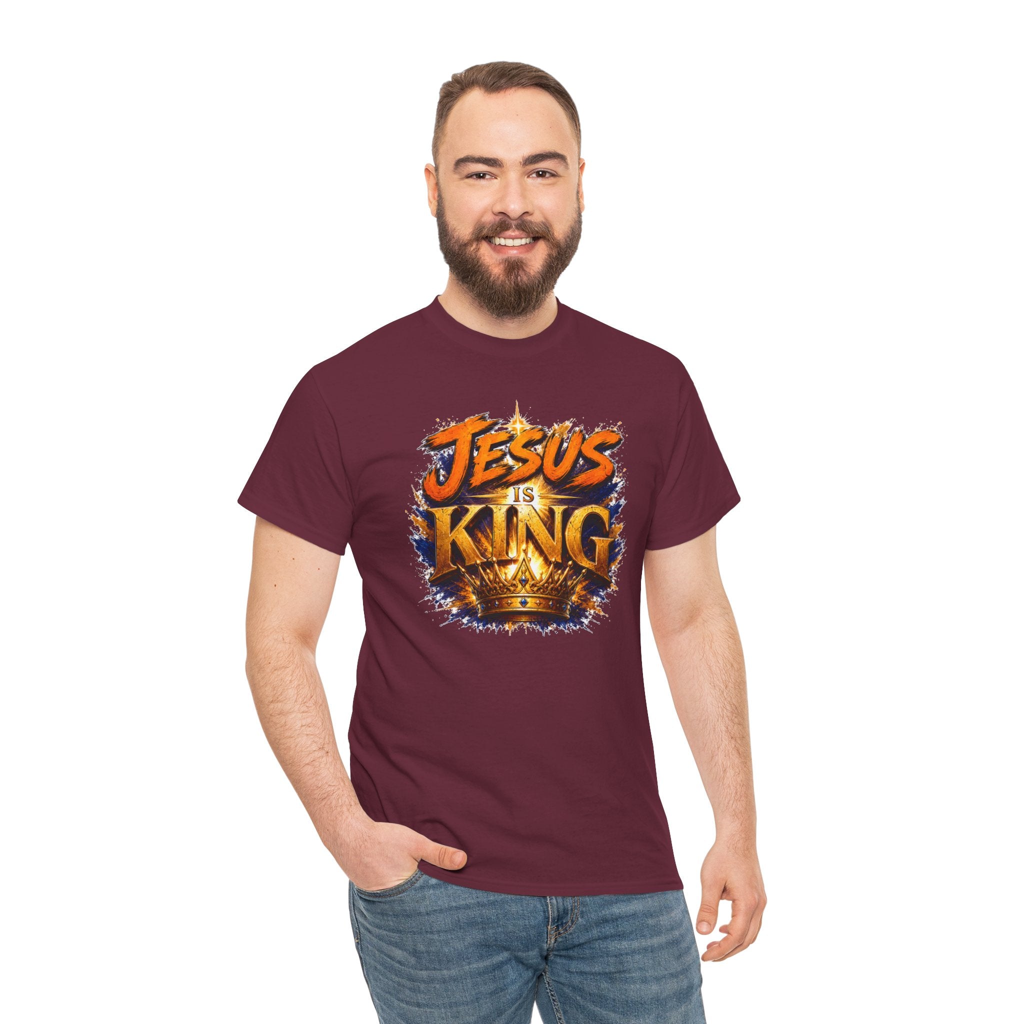 Jesus Is King Christian T-Shirt | Crown Graphic Tee | Religious Unisex Shirt | Faith Apparel | Christian Gift for Men & Women