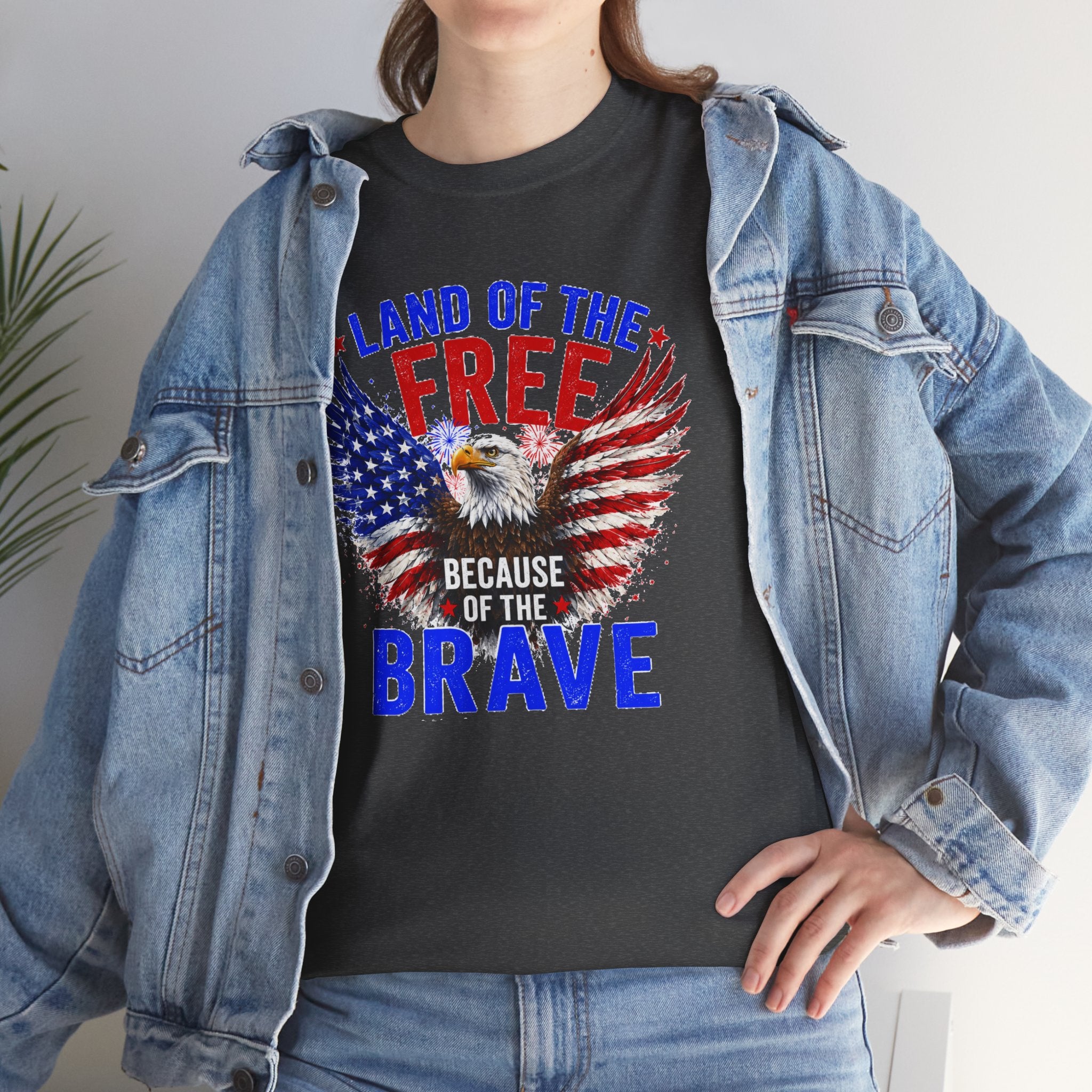 Land of the Free Because of the Brave Shirt, Patriotic Eagle T-Shirt, American Flag Tee, 4th of July Shirt, Veteran Gift, USA Pride Tee