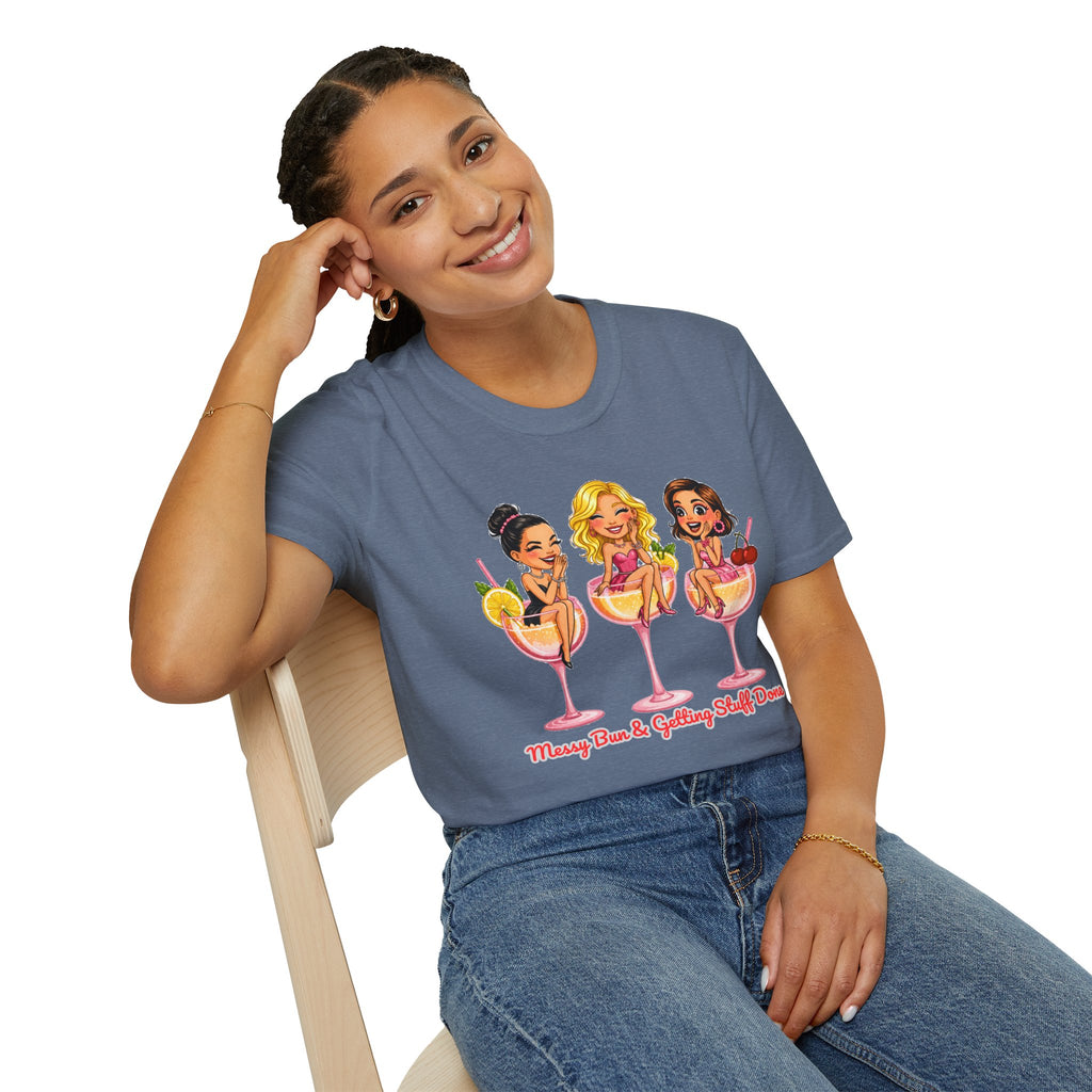 Messy Bun Getting Stuff Done Shirt Funny Mom Life Tee Cute Girls Cocktail Graphic T Shirt