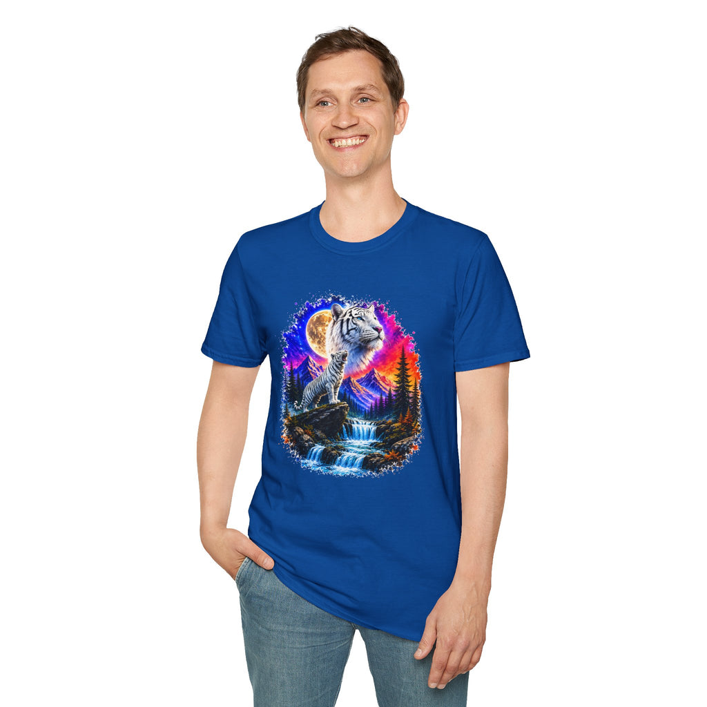 White Tiger Moon T-Shirt | Colorful Wildlife Graphic Tee | Big Cat Lover Gift | Nature Shirt
