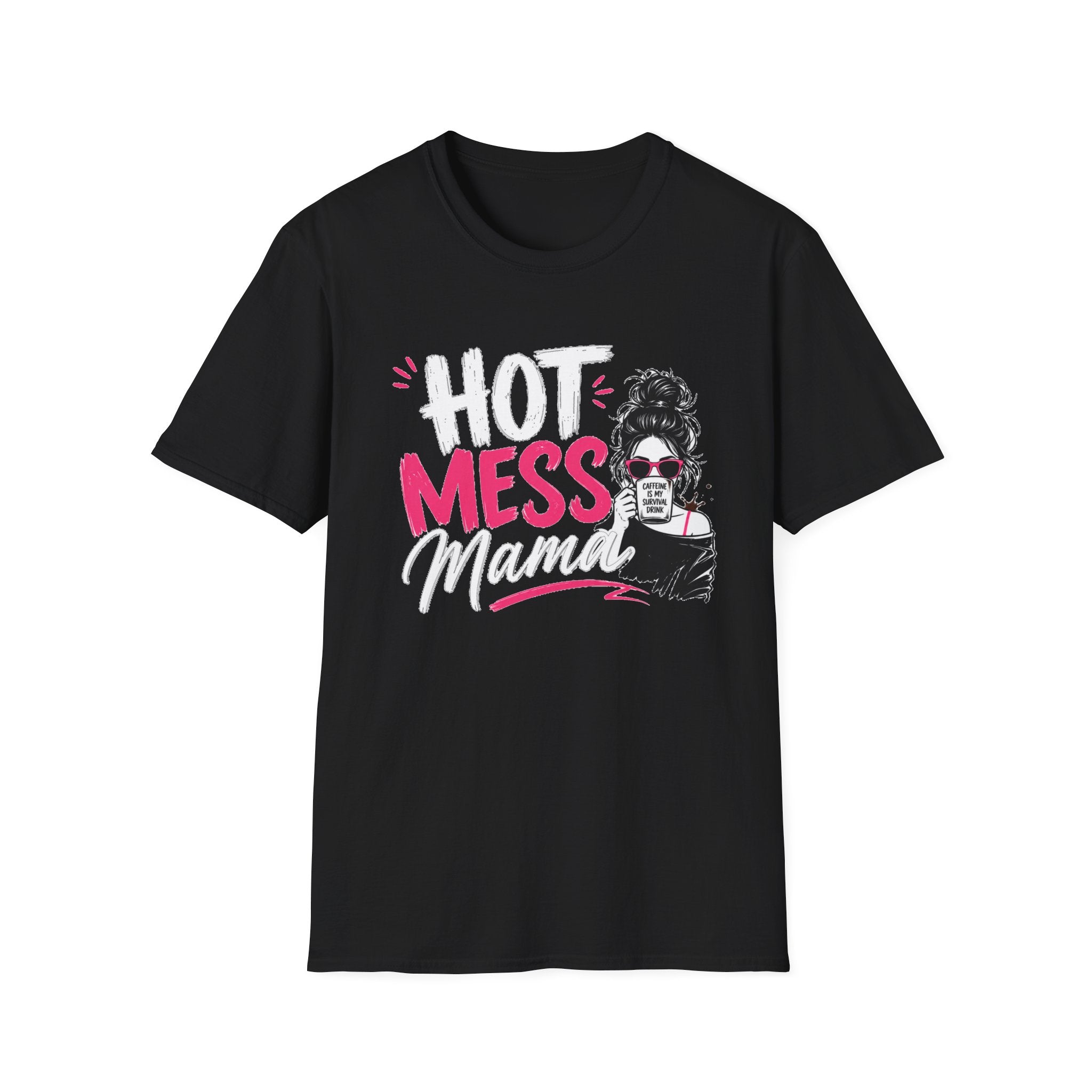 Hot Mess Mama Coffee Lover Shirt, Funny Mom Life Graphic Tee, Caffeine Humor T-Shirt for Moms