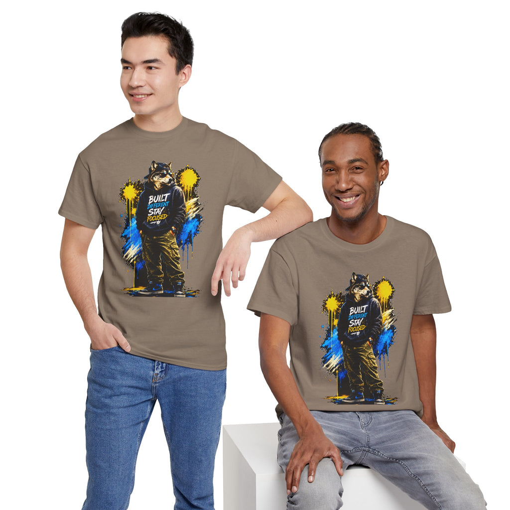 Raccoon Street Art Tee — "Built Not Born" Graphic T-Shirt