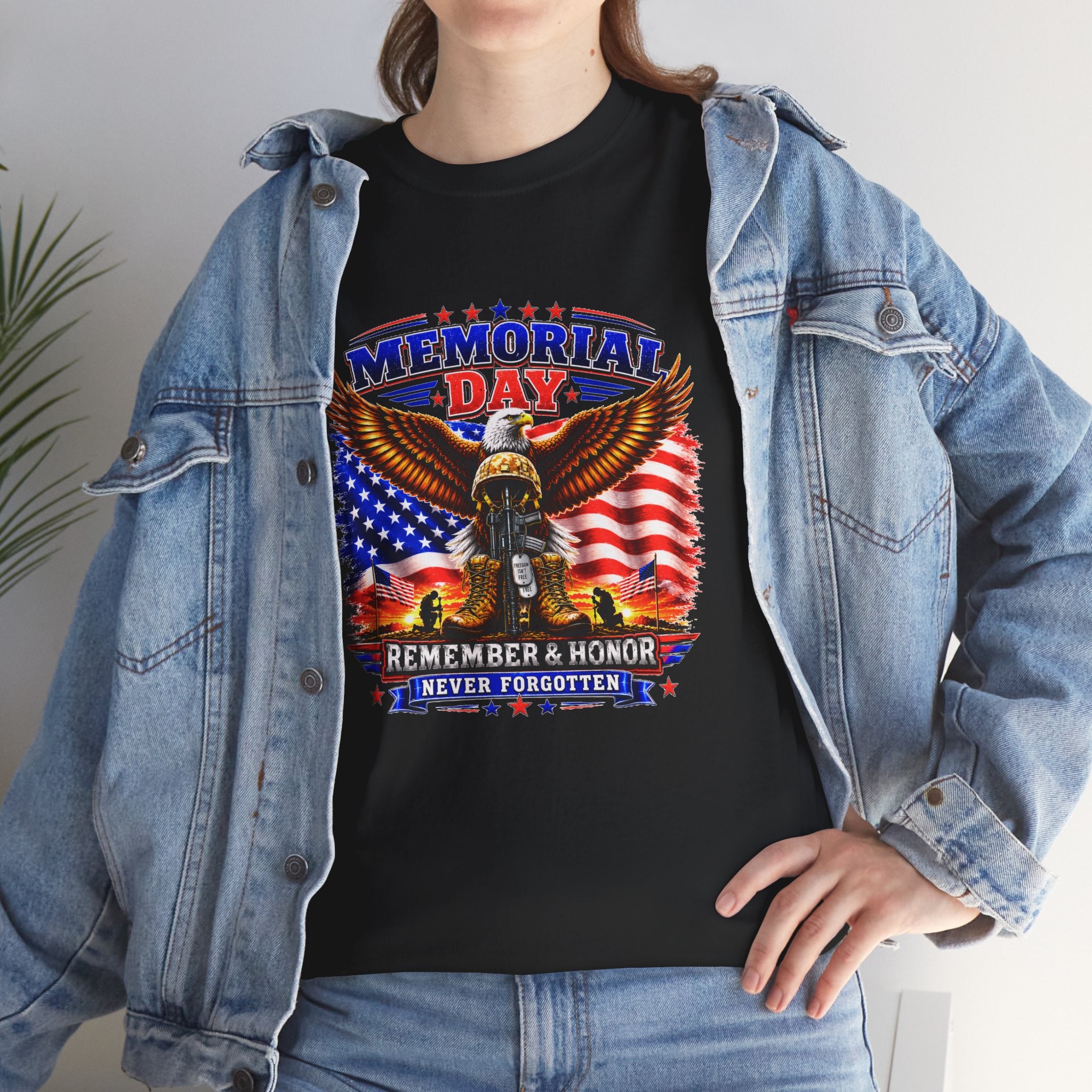 Memorial Day Shirt, Patriotic Eagle T-Shirt, Remember & Honor Tee, American Flag Graphic Shirt, Military Tribute Gift