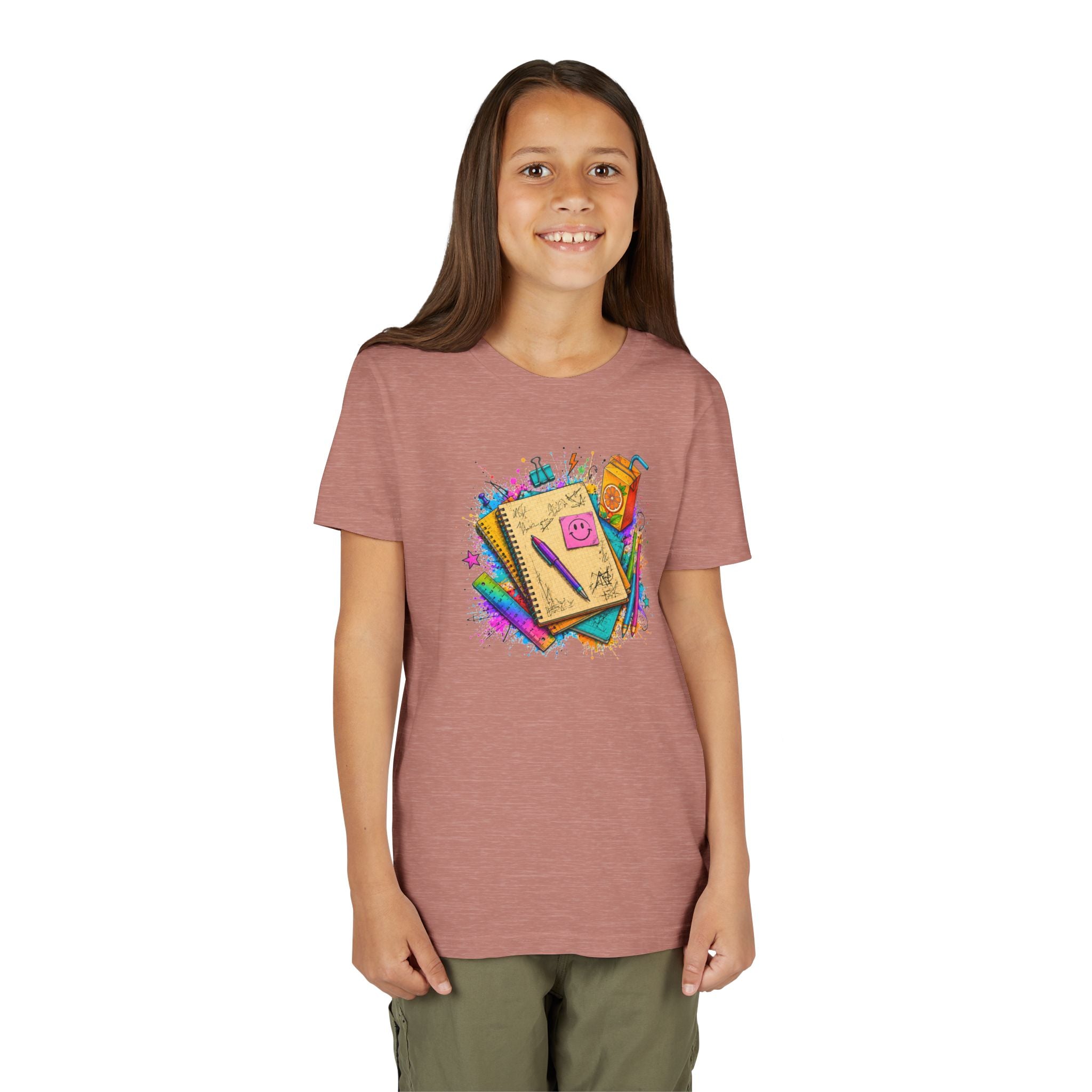 Kids Back to School T‑Shirt — Colorful Notebooks & Pencil Design