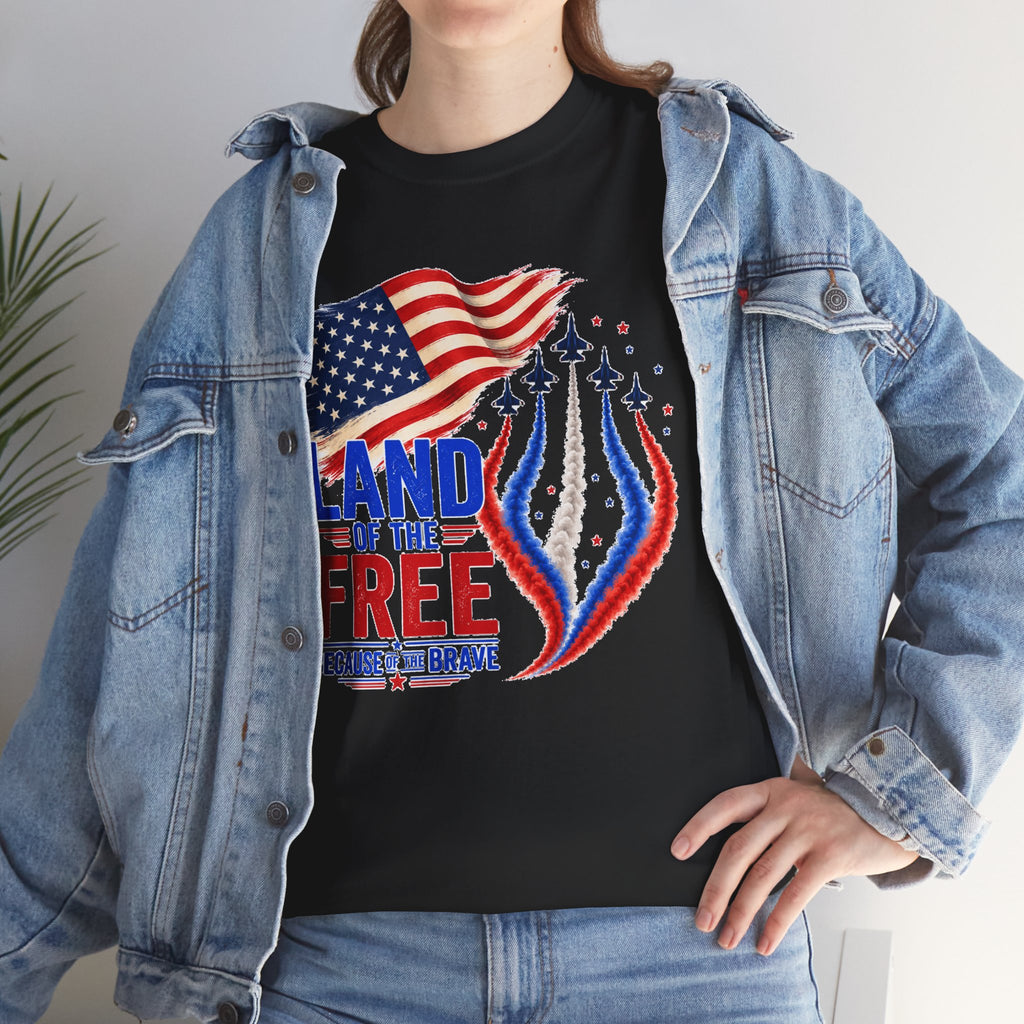 Land of the Free Because of the Brave Shirt, Patriotic 4th of July T-Shirt, USA Flag Tee, American Pride Shirt, Independence Day Gift