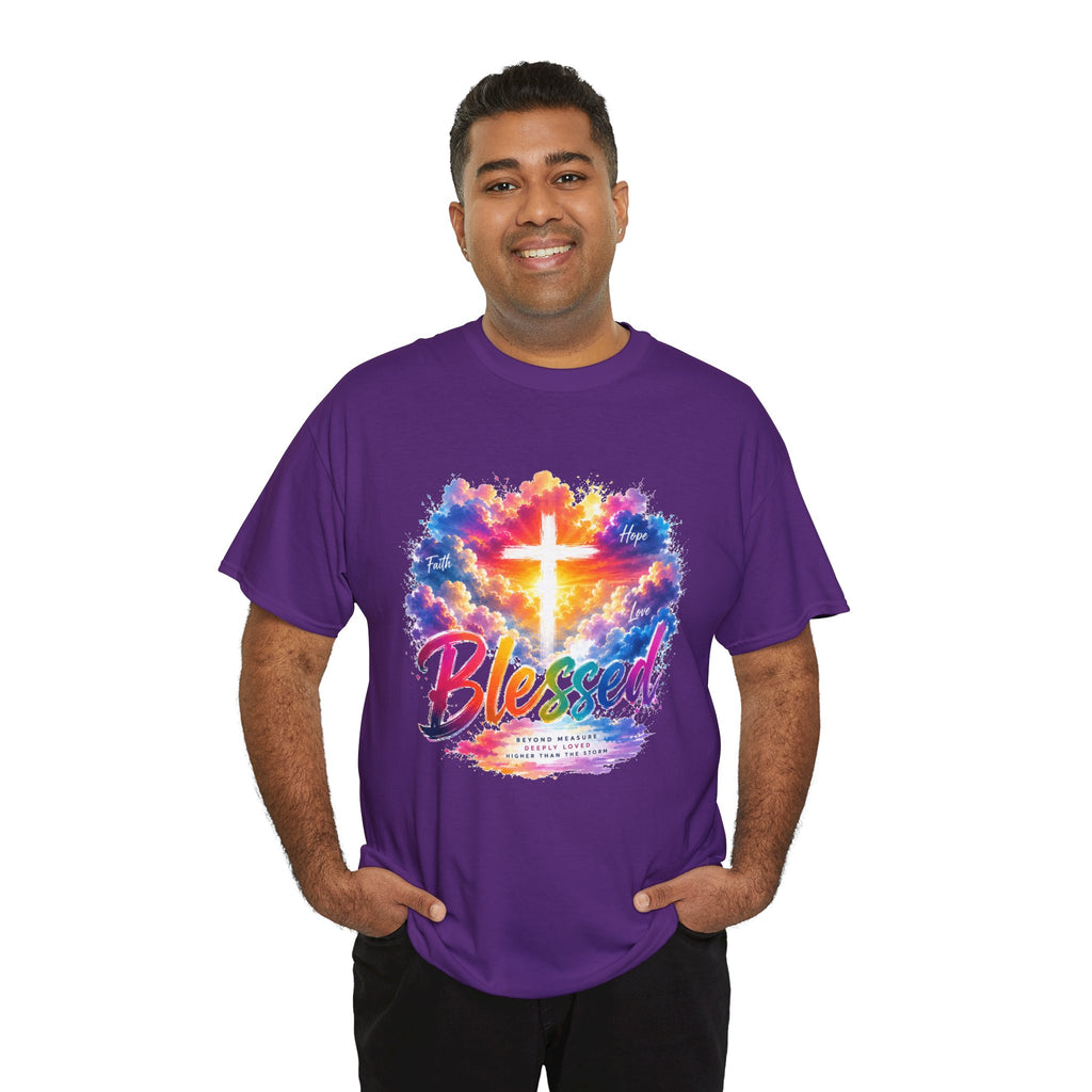 Blessed Christian T-Shirt, Colorful Cross Shirt, Faith Graphic Tee, Jesus Lover Gift, Religious Unisex Shirt
