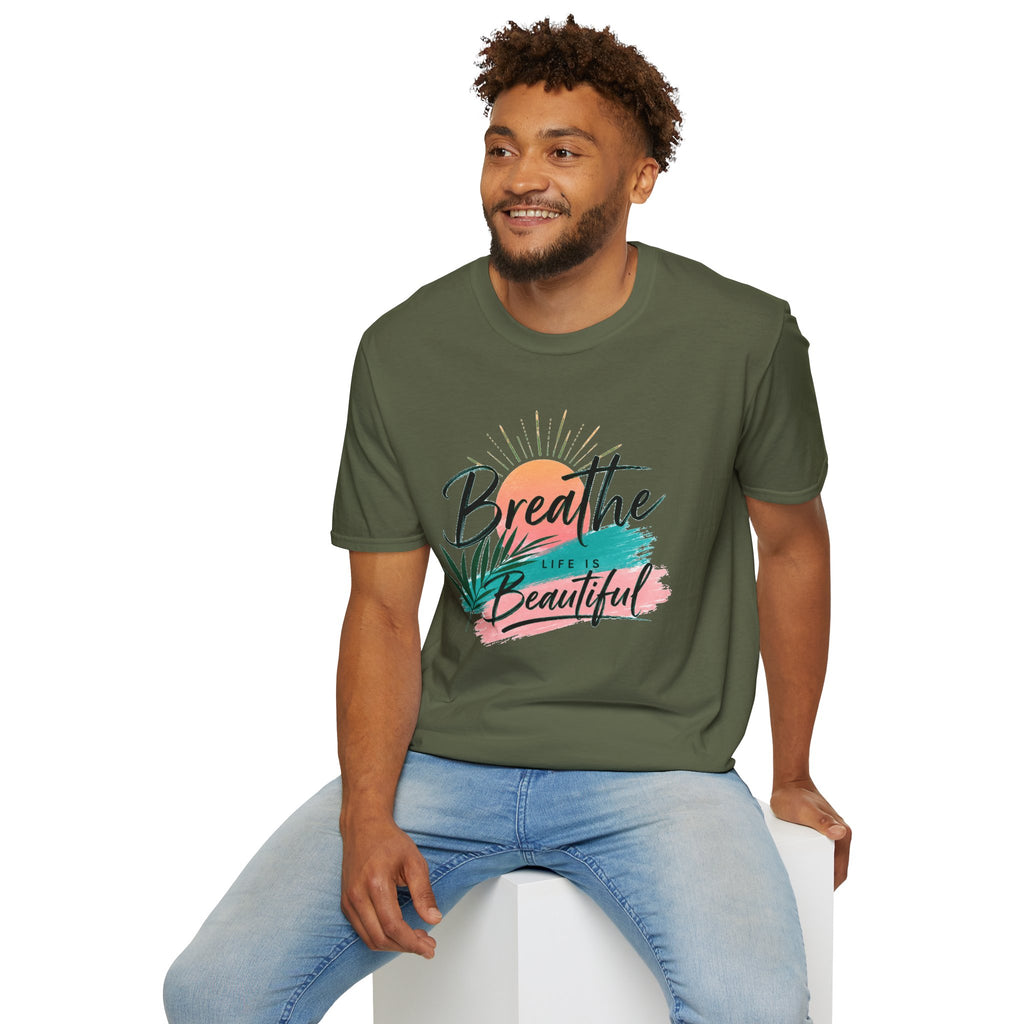 Breathe Life Is Beautiful Shirt, Inspirational T-Shirt for Women, Positive Quote Tee, Motivational Graphic Tee, Summer Vacation Shirt, Gift for Her