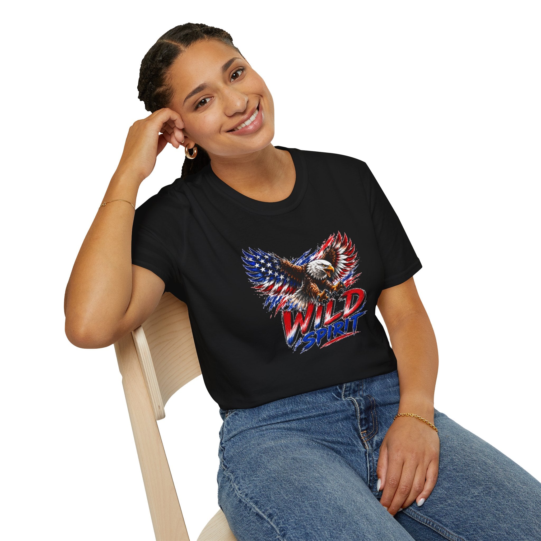 American Eagle T Shirt, Patriotic Eagle Shirt, Wild Spirit Tee, USA Flag Shirt, Fourth of July Shirt, Unisex Graphic Tee