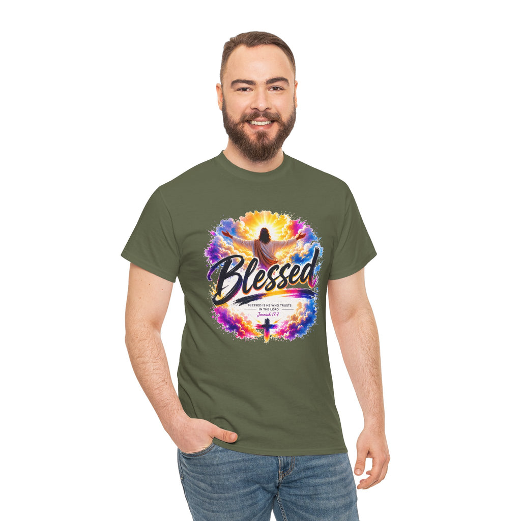 Blessed Christian T-Shirt, Faith Cross Shirt, Religious Graphic Tee, Jesus Lover Gift, Inspirational Unisex Christian Shirt
