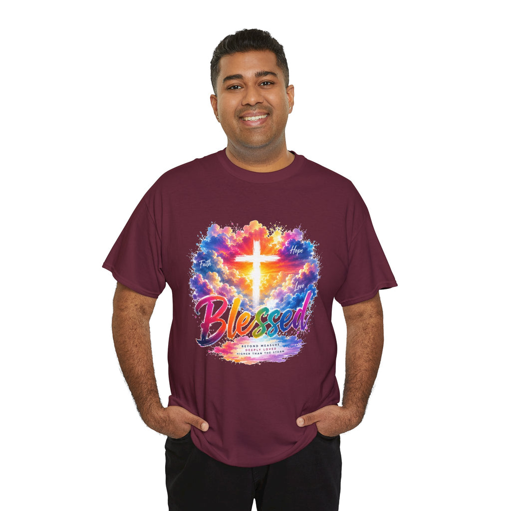 Blessed Christian T-Shirt, Colorful Cross Shirt, Faith Graphic Tee, Jesus Lover Gift, Religious Unisex Shirt