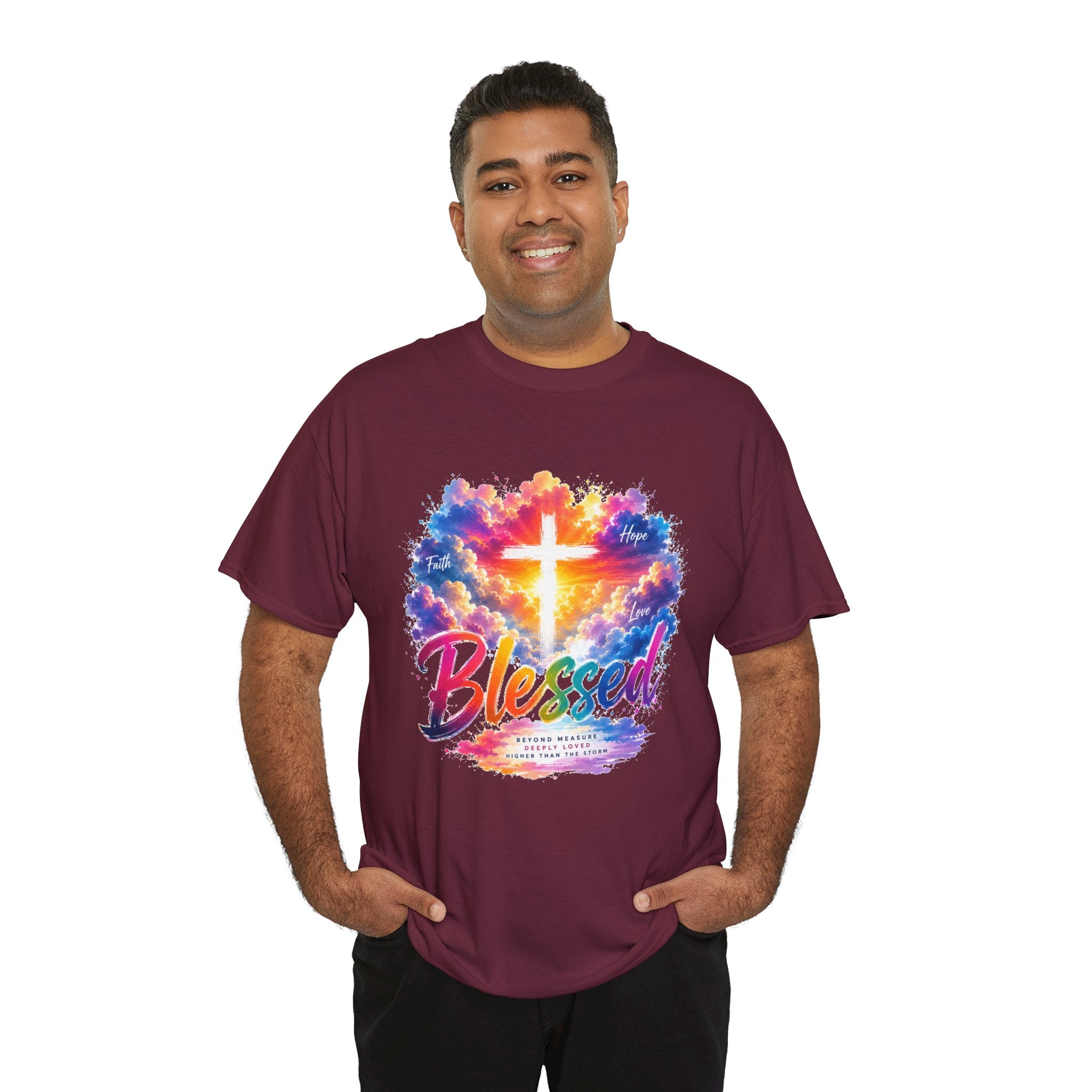 Blessed Christian T-Shirt, Colorful Cross Shirt, Faith Graphic Tee, Jesus Lover Gift, Religious Unisex Shirt