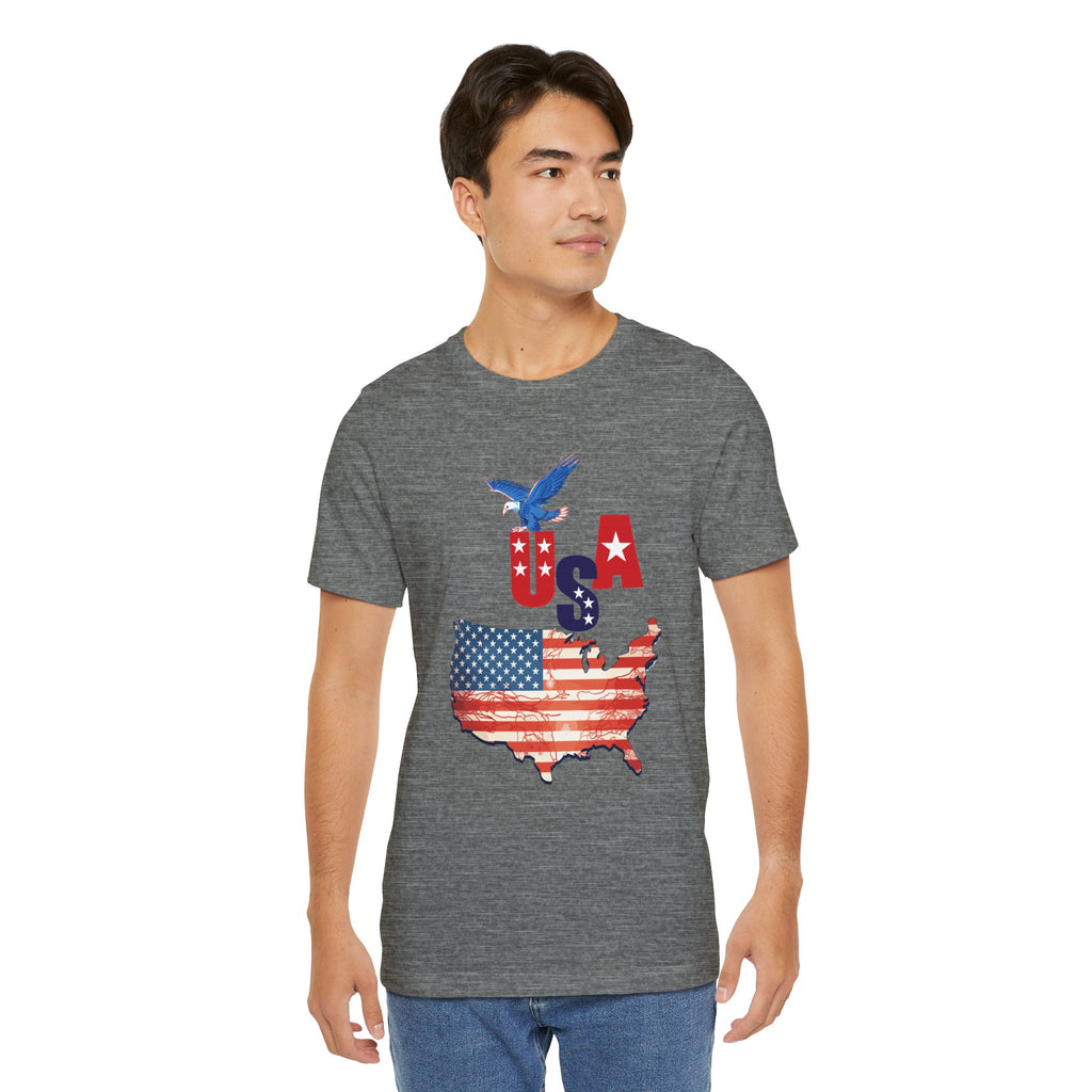 USA Flag Map T-Shirt, Patriotic Eagle Shirt, 4th of July Shirt, American Flag Tee, Independence Day Gift