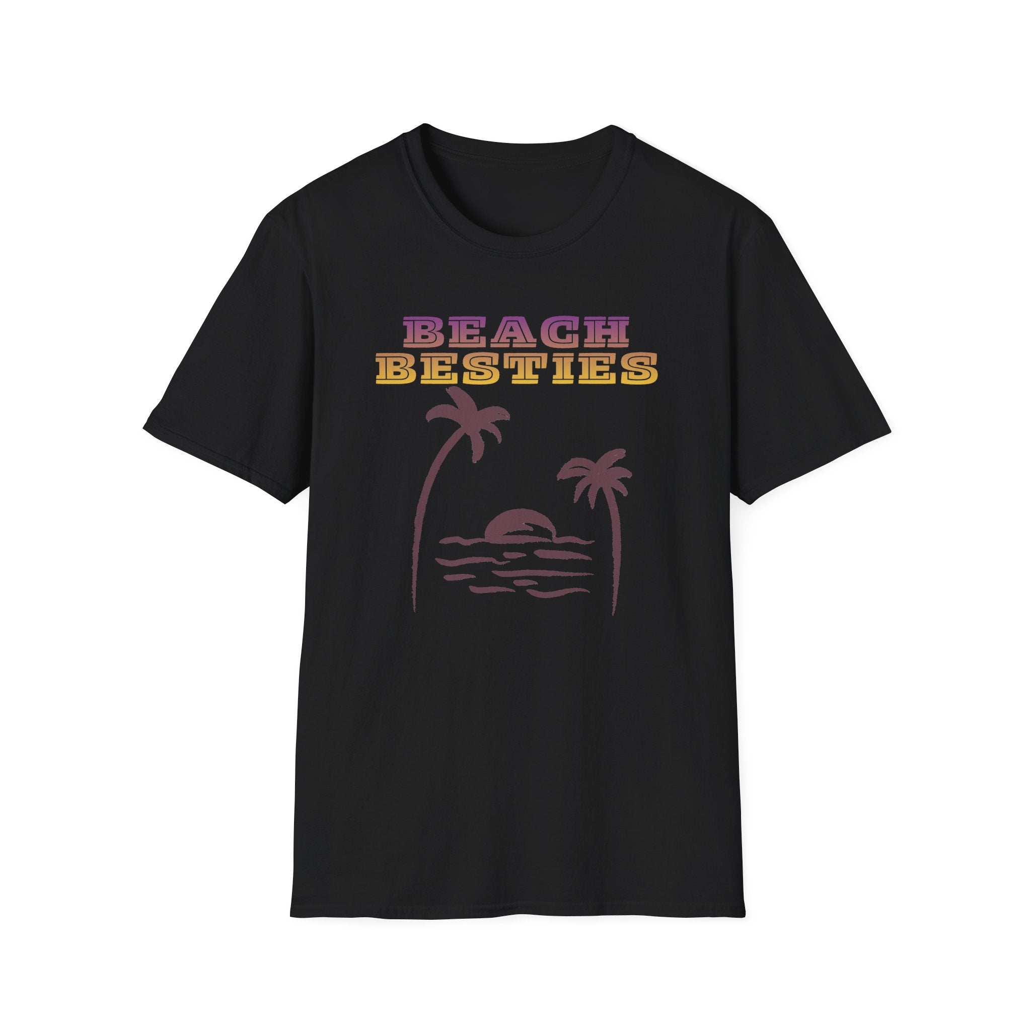 Beach Besties Shirt, Retro Beach Tee, Palm Tree Sunset T-Shirt, Summer Vacation Shirt