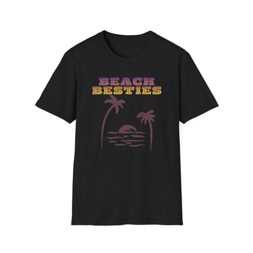 Beach Besties Shirt, Retro Beach Tee, Palm Tree Sunset T-Shirt, Summer Vacation Shirt
