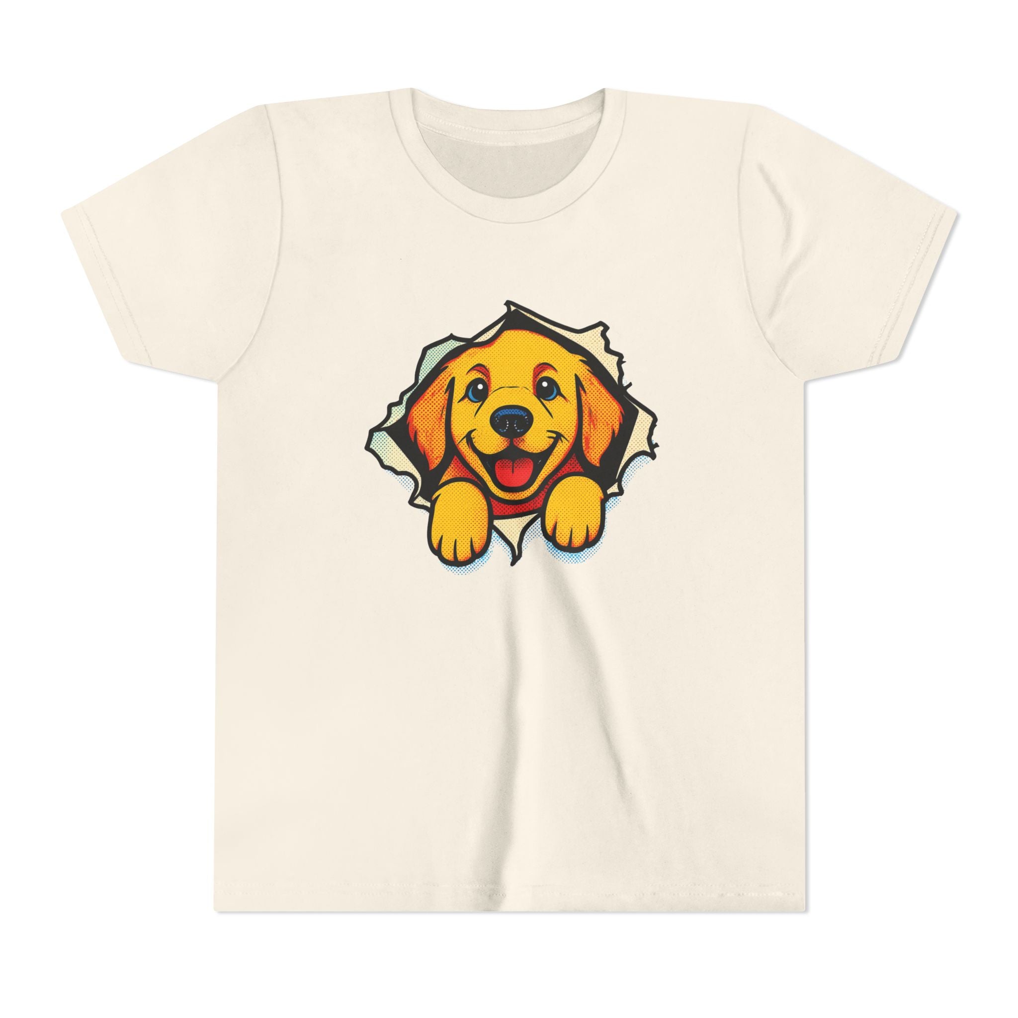 Kids T‑Shirt - Cute Golden Retriever Peeking Puppy Tee for Boys & Girls