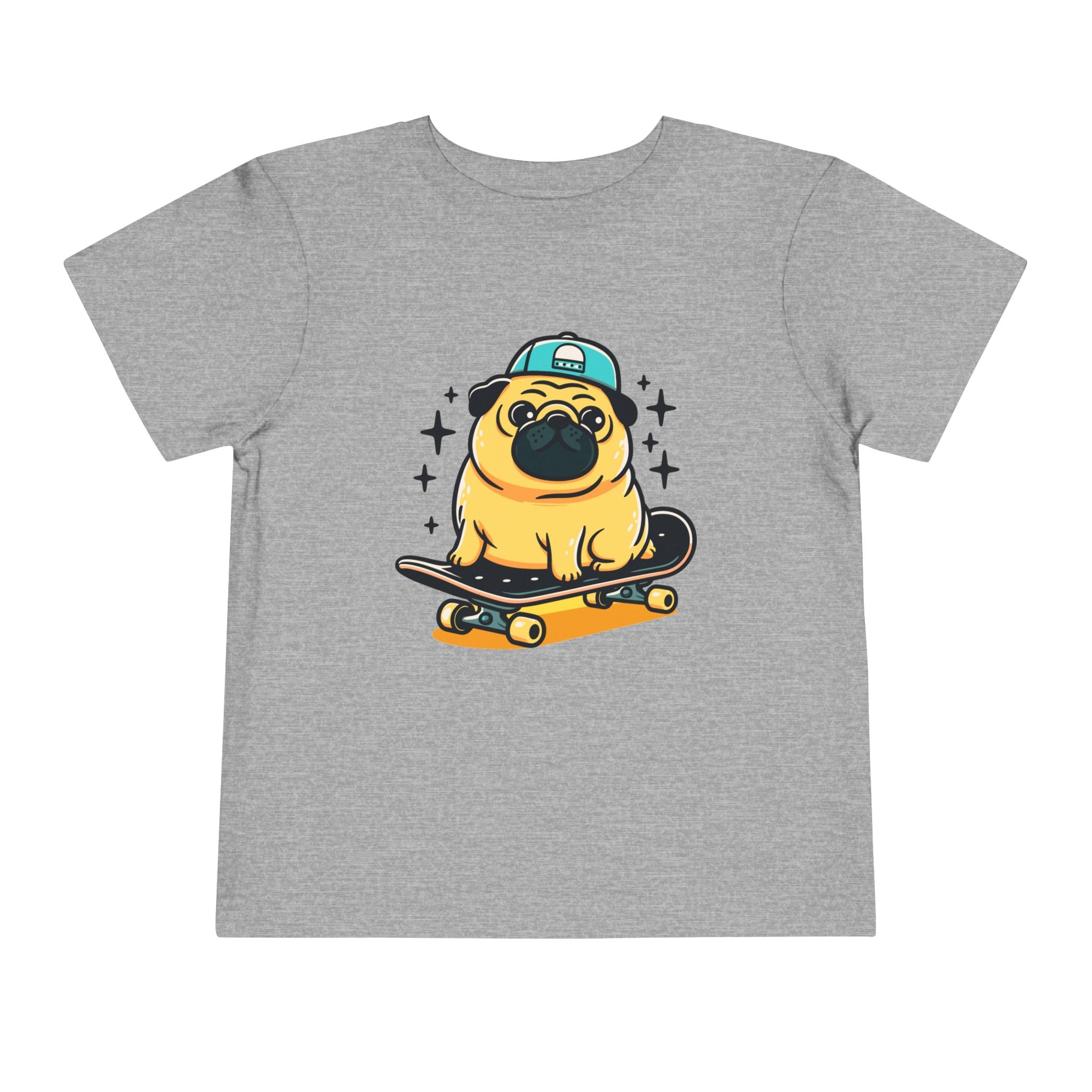 Toddler Tee — Cute Skateboarding Pug Graphic