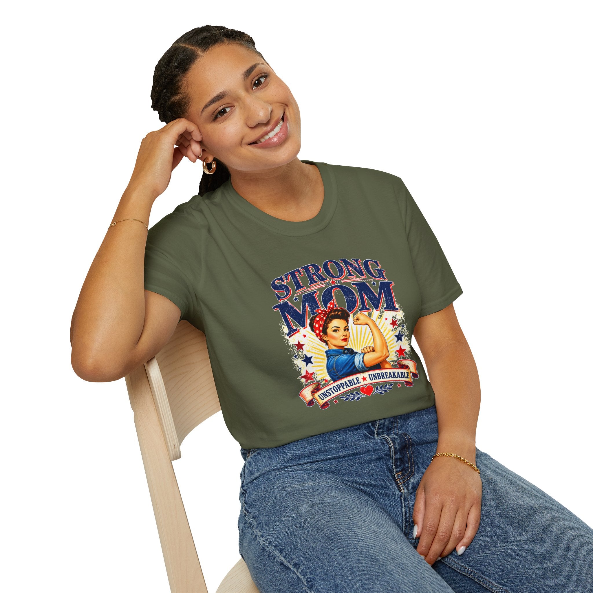 Strong Mom T-Shirt | Retro Vintage Mom Shirt | Empowered Mother Graphic Tee | Gift for Mom | Inspirational Women's T-Shirt